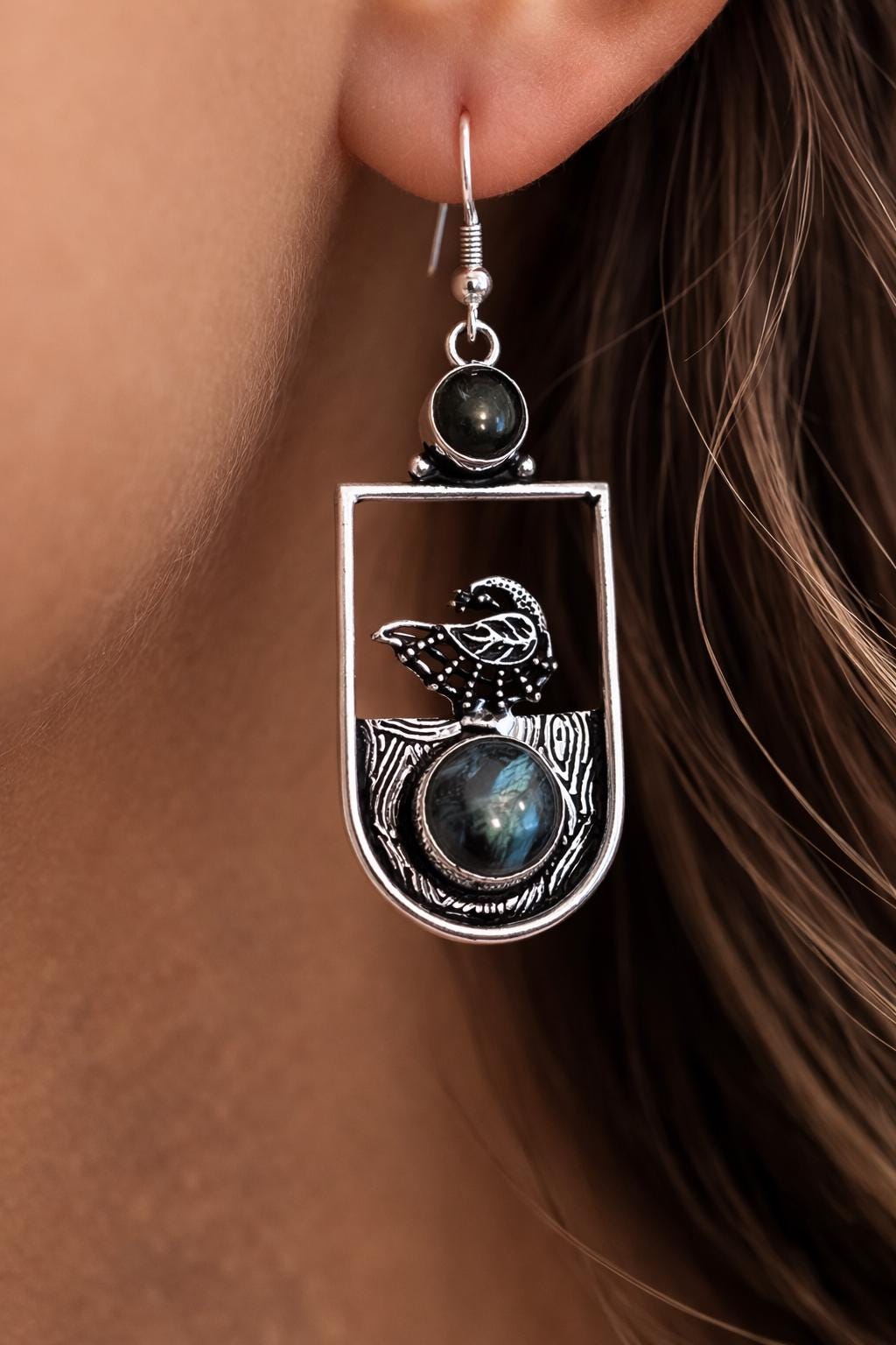 Labradorite Dangle Earrings In Sterling Silver