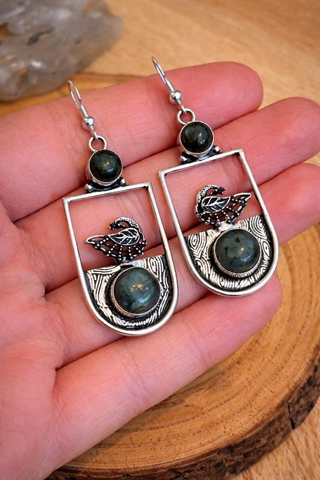Labradorite Dangle Earrings In Sterling Silver