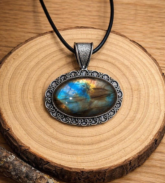Natural Labradorite Pendant In Sterling Silver Statement Pendant