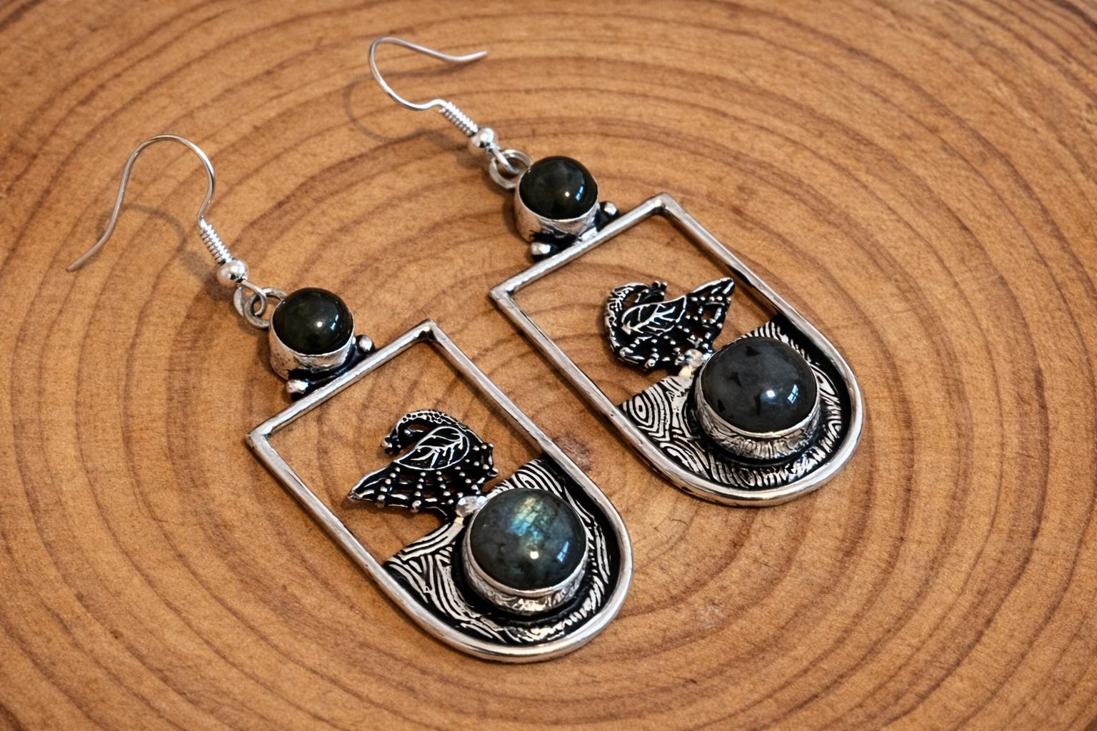 Labradorite Dangle Earrings In Sterling Silver