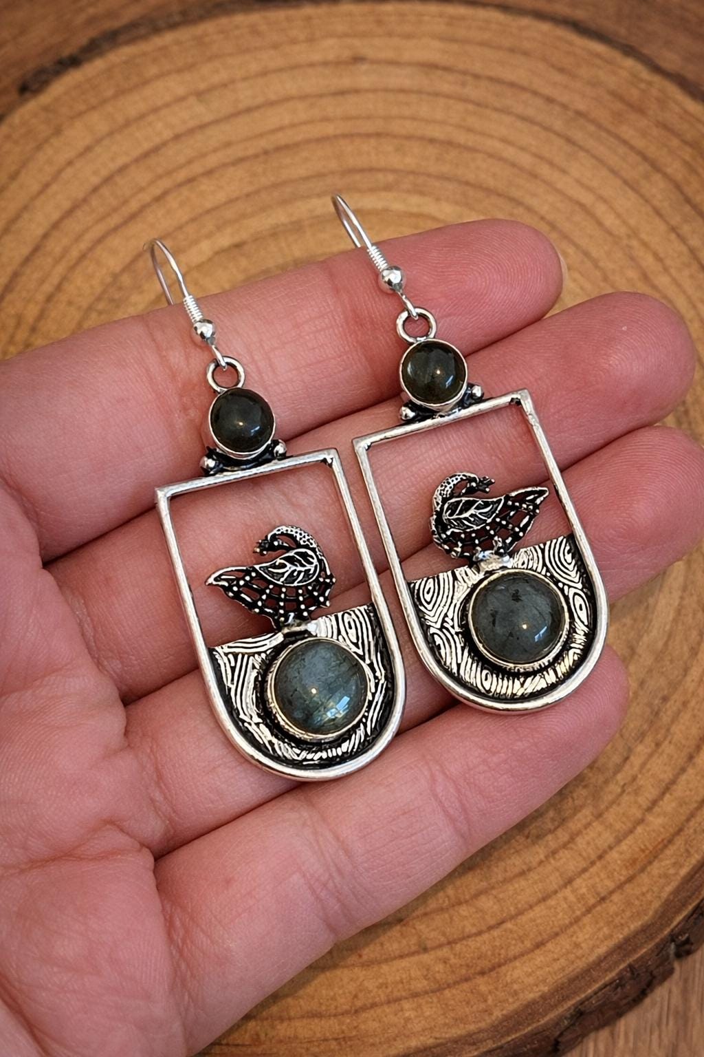 Labradorite Dangle Earrings In Sterling Silver