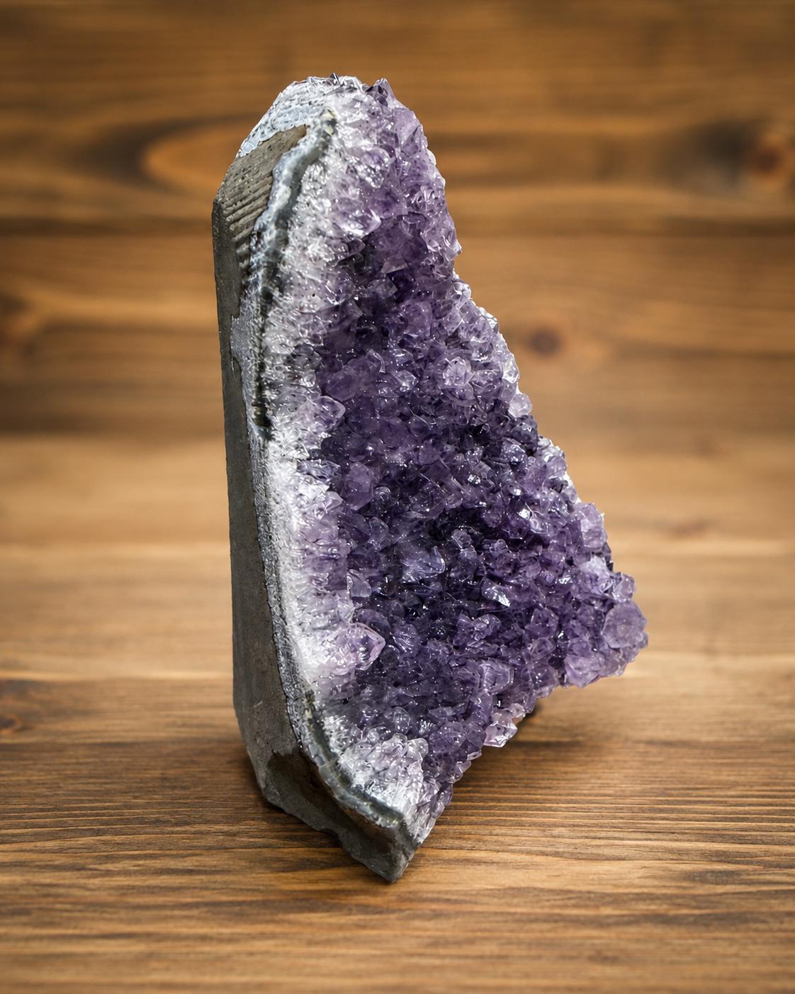 Purple amethyst cluster, cutbase freeform amethyst cathedral