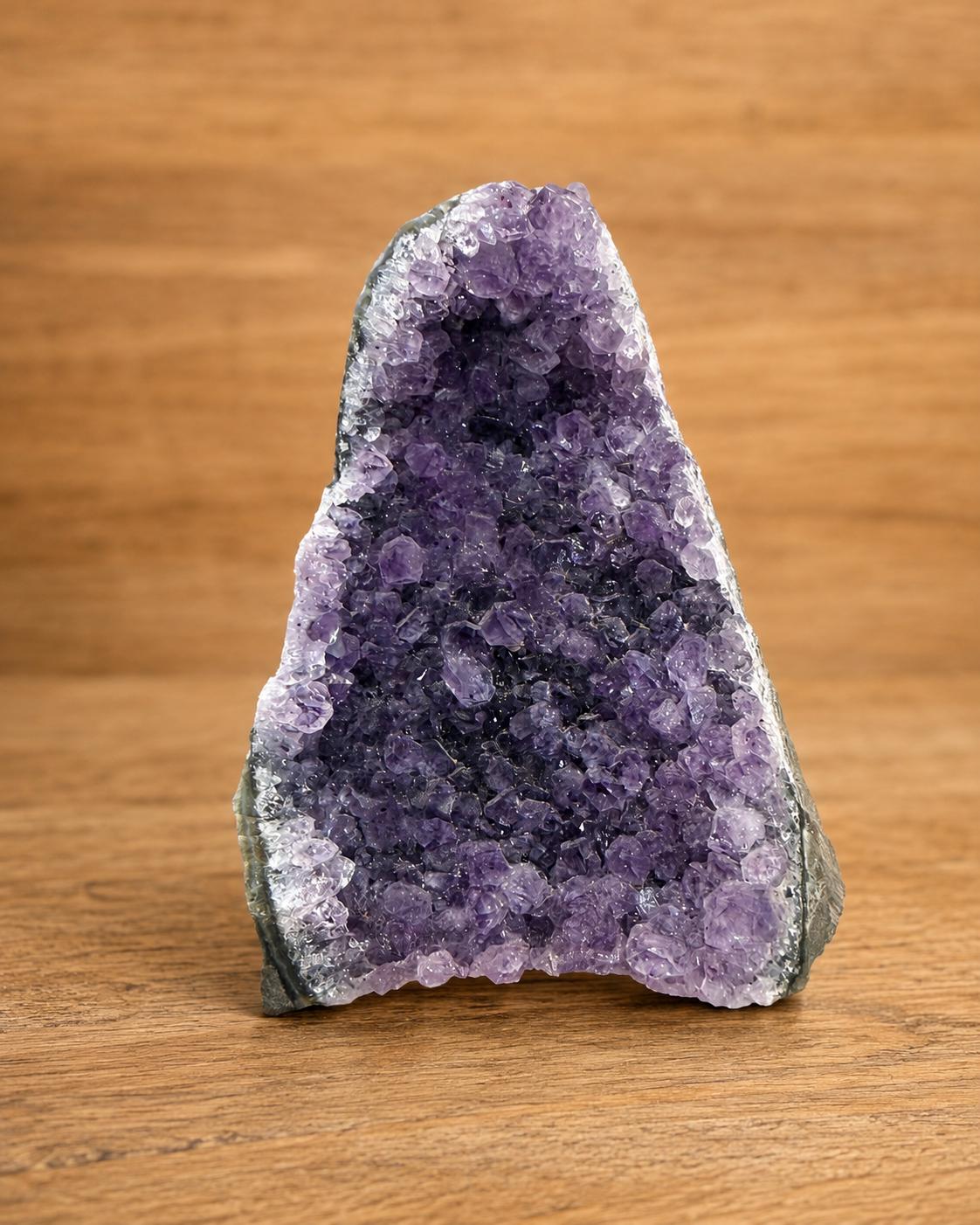 Purple amethyst cluster, cutbase freeform amethyst cathedral