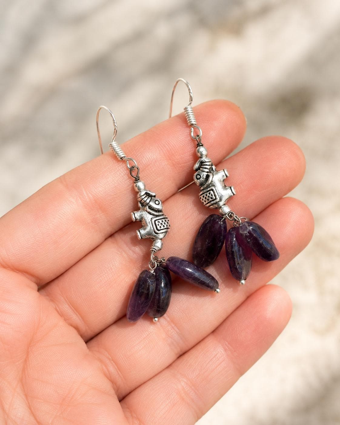 Amethyst Jewellery Set, Purple Gemstone Necklace and Earrings, Silver Statement Jewellery, Boho Crystal Gift