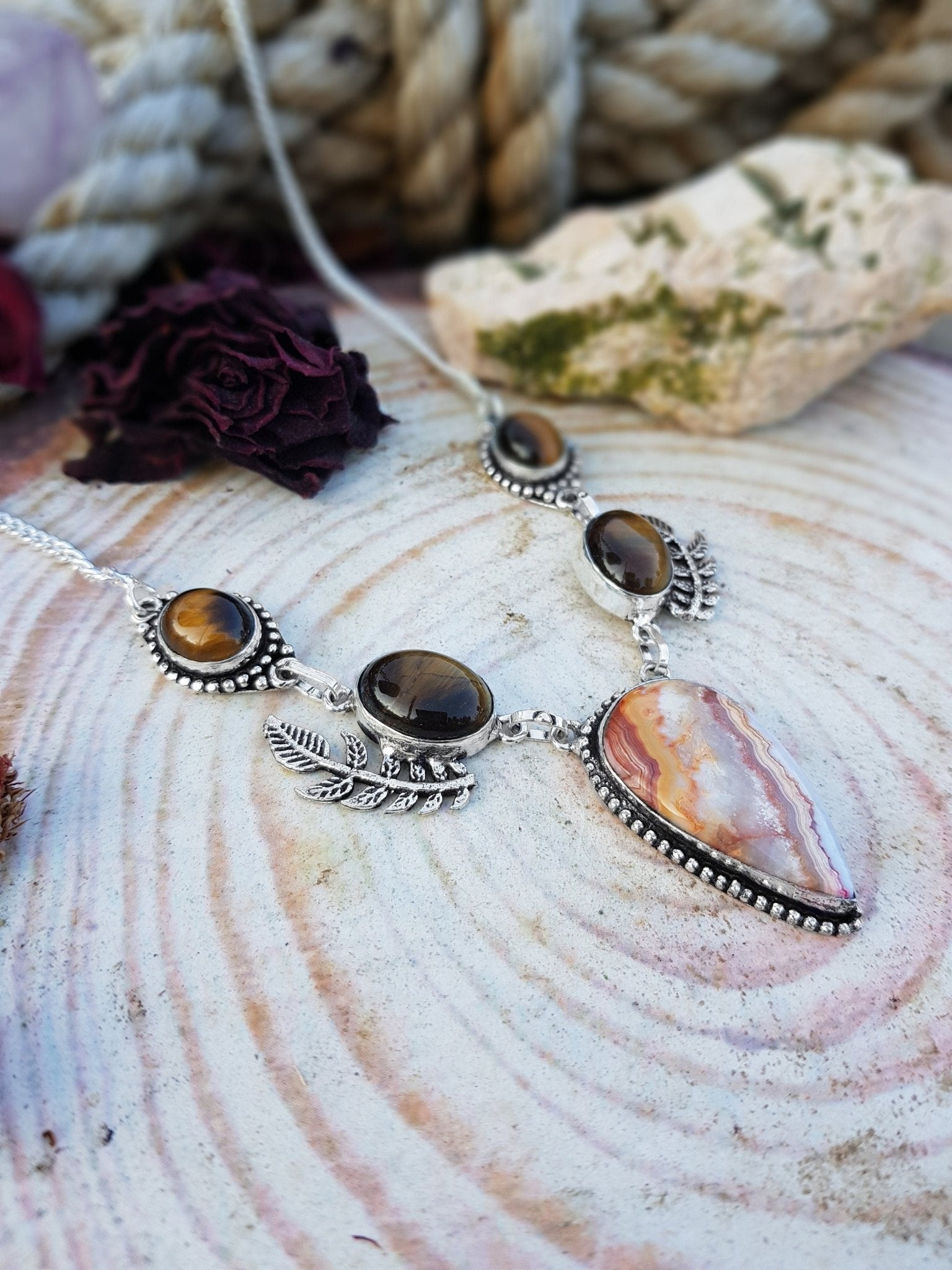 Jasper Statement Necklace In Sterling Silver, One Of A Kind Necklace - LunarGem - 