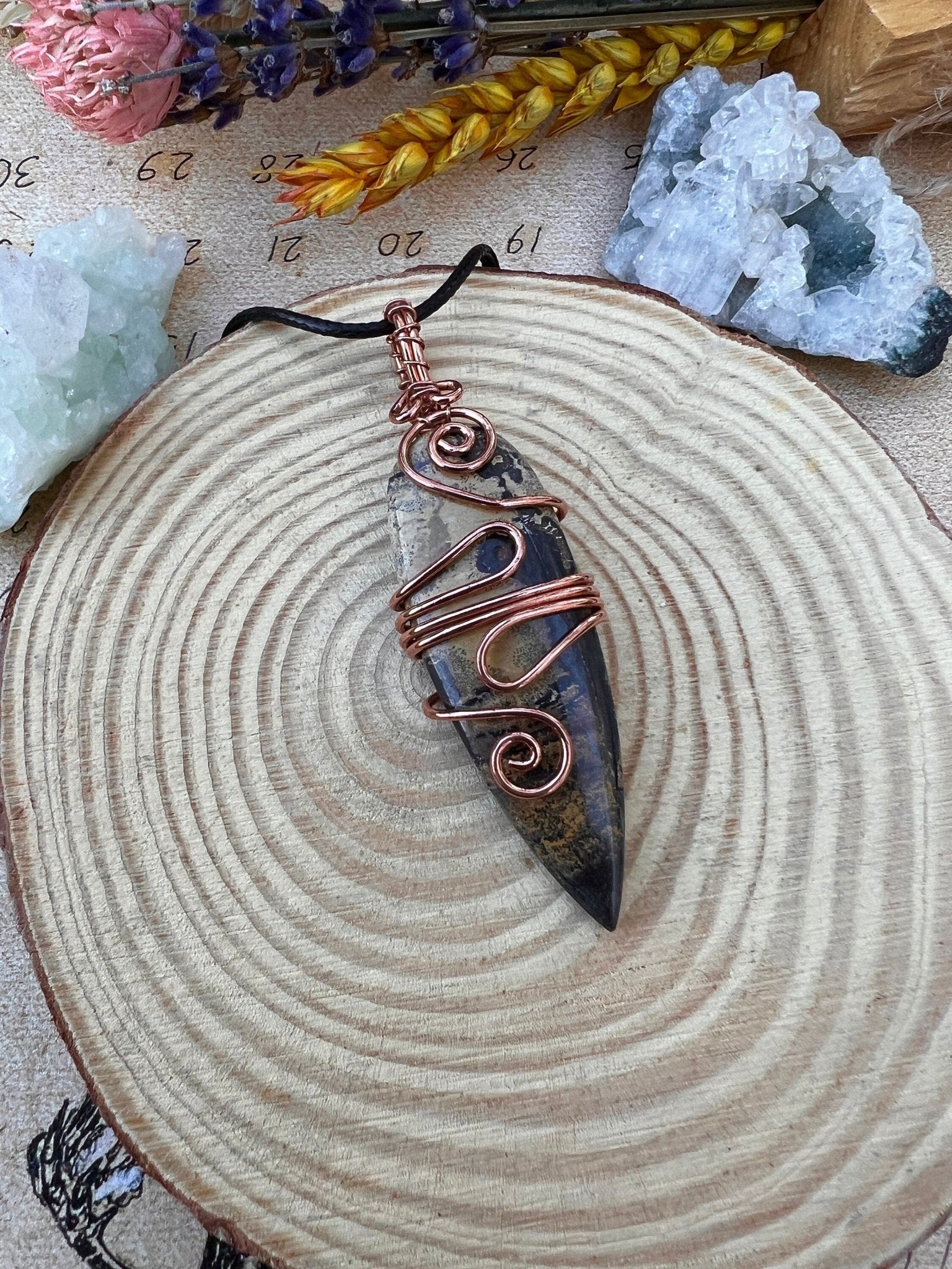 Jasper Wire Wrapped Pendant In Statement Pendant - LunarGem - 