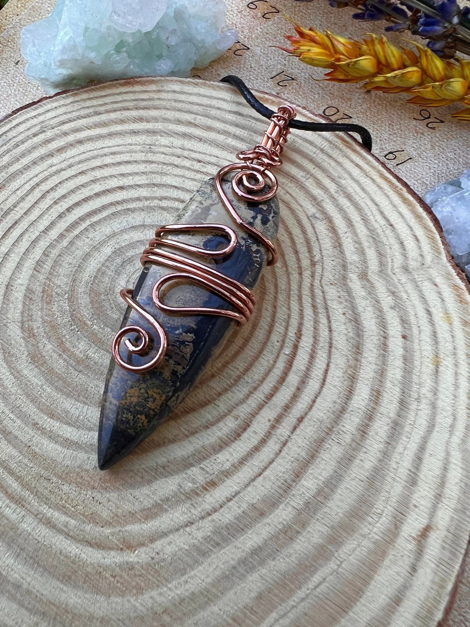 Jasper Wire Wrapped Pendant In Statement Pendant - LunarGem - 