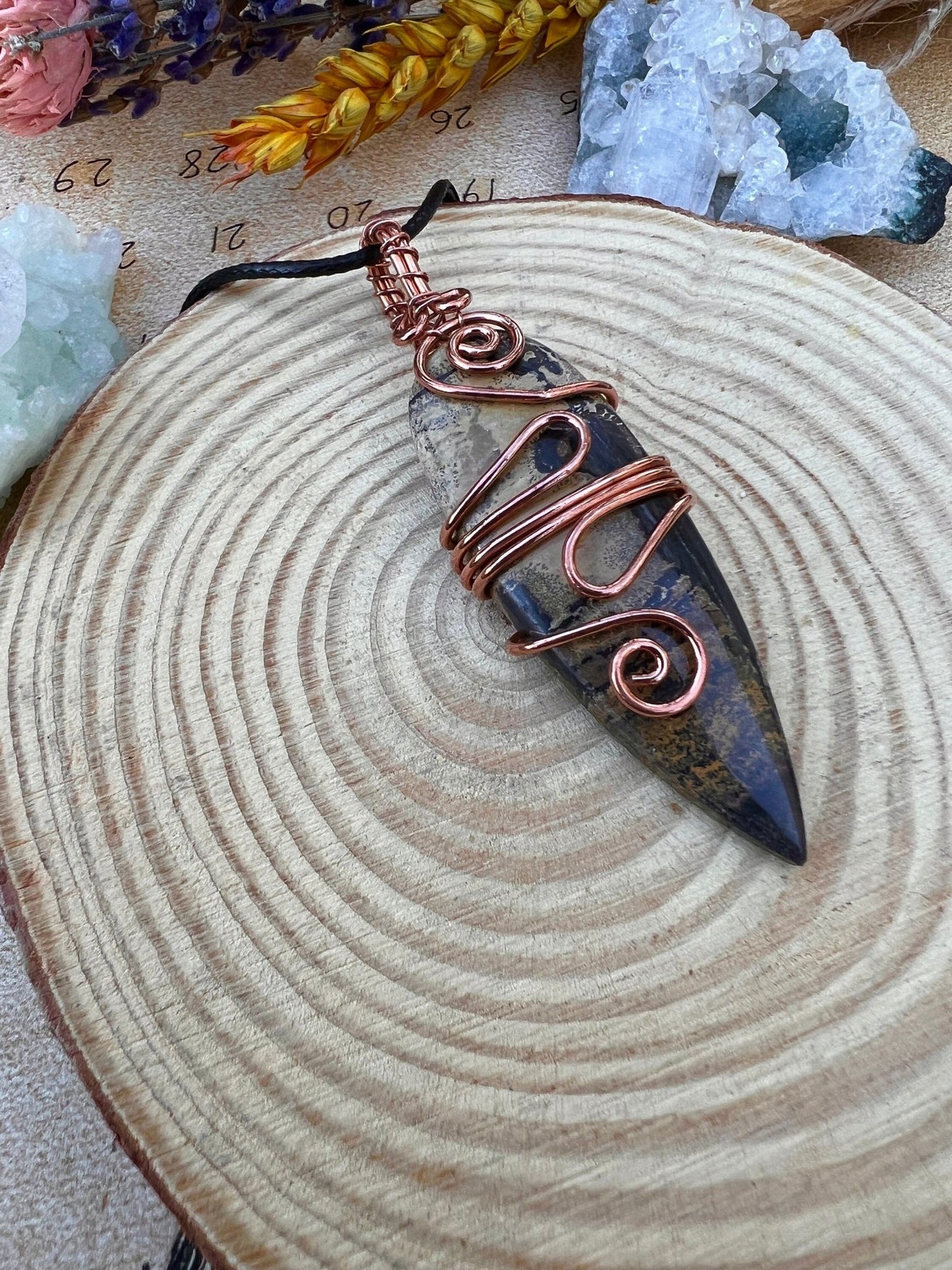 Jasper Wire Wrapped Pendant In Statement Pendant - LunarGem - 