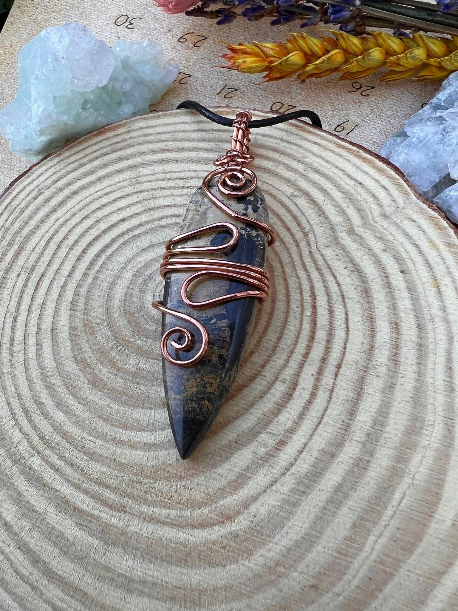 Jasper Wire Wrapped Pendant In Statement Pendant - LunarGem - 