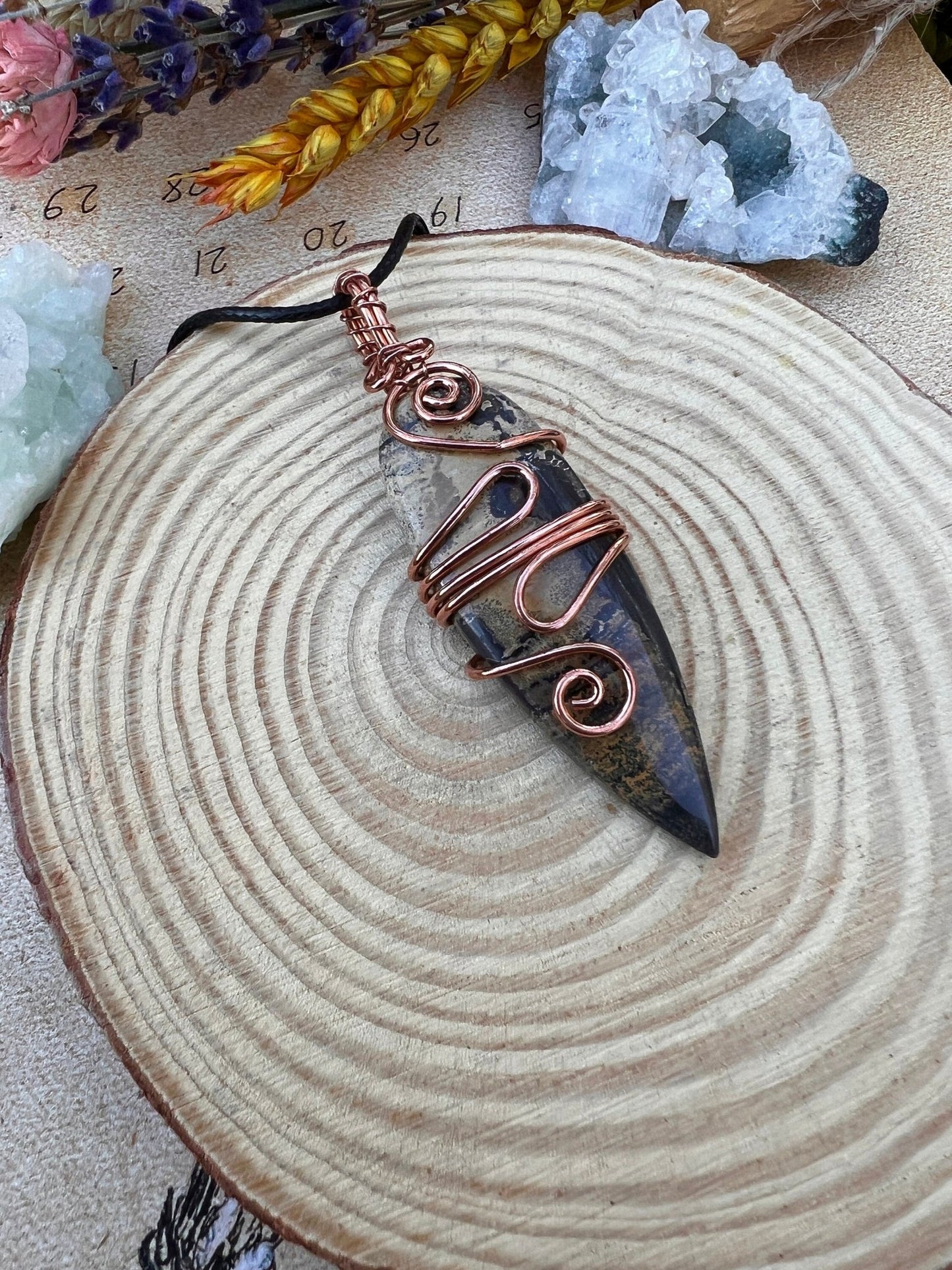 Jasper Wire Wrapped Pendant In Statement Pendant - LunarGem - 