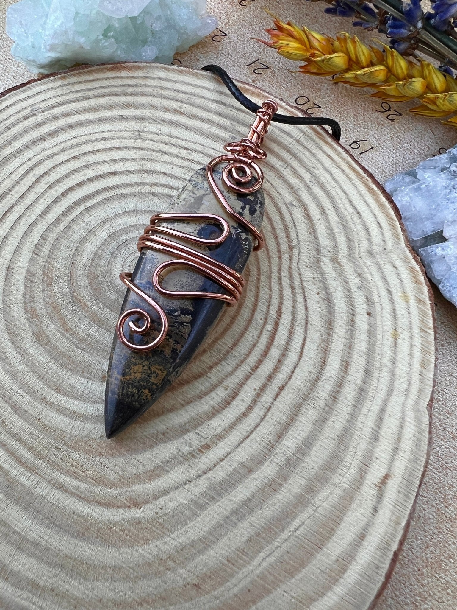Jasper Wire Wrapped Pendant In Statement Pendant - LunarGem - 