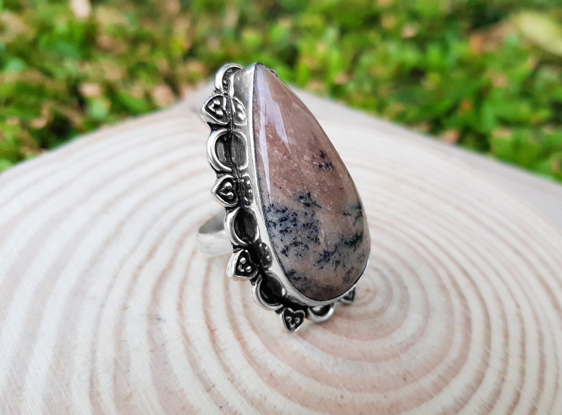 Kambaba Jasper Sterling Silver Ring, US Size 6 3/4 - LunarGem - 