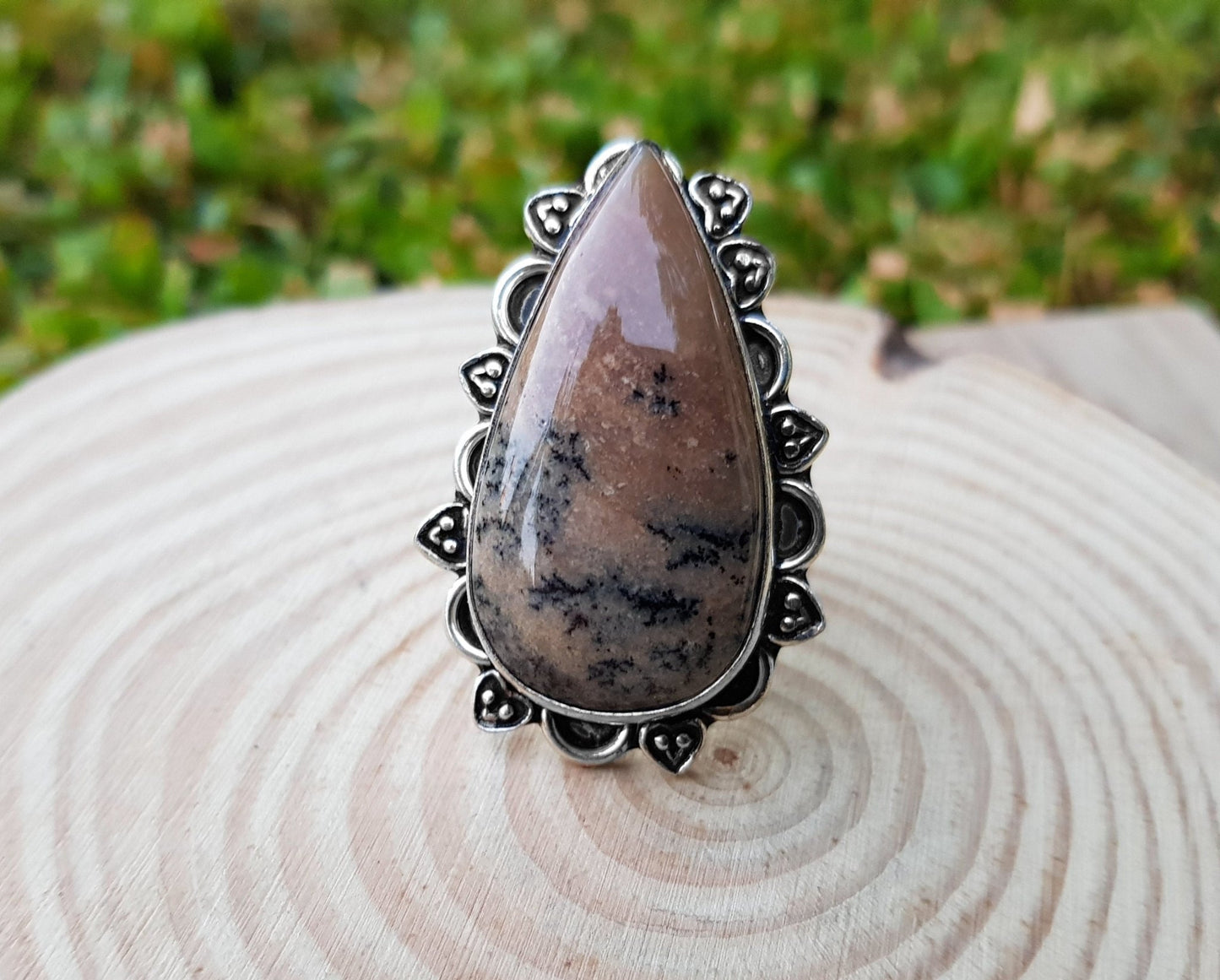 Kambaba Jasper Sterling Silver Ring, US Size 6 3/4 - LunarGem - 