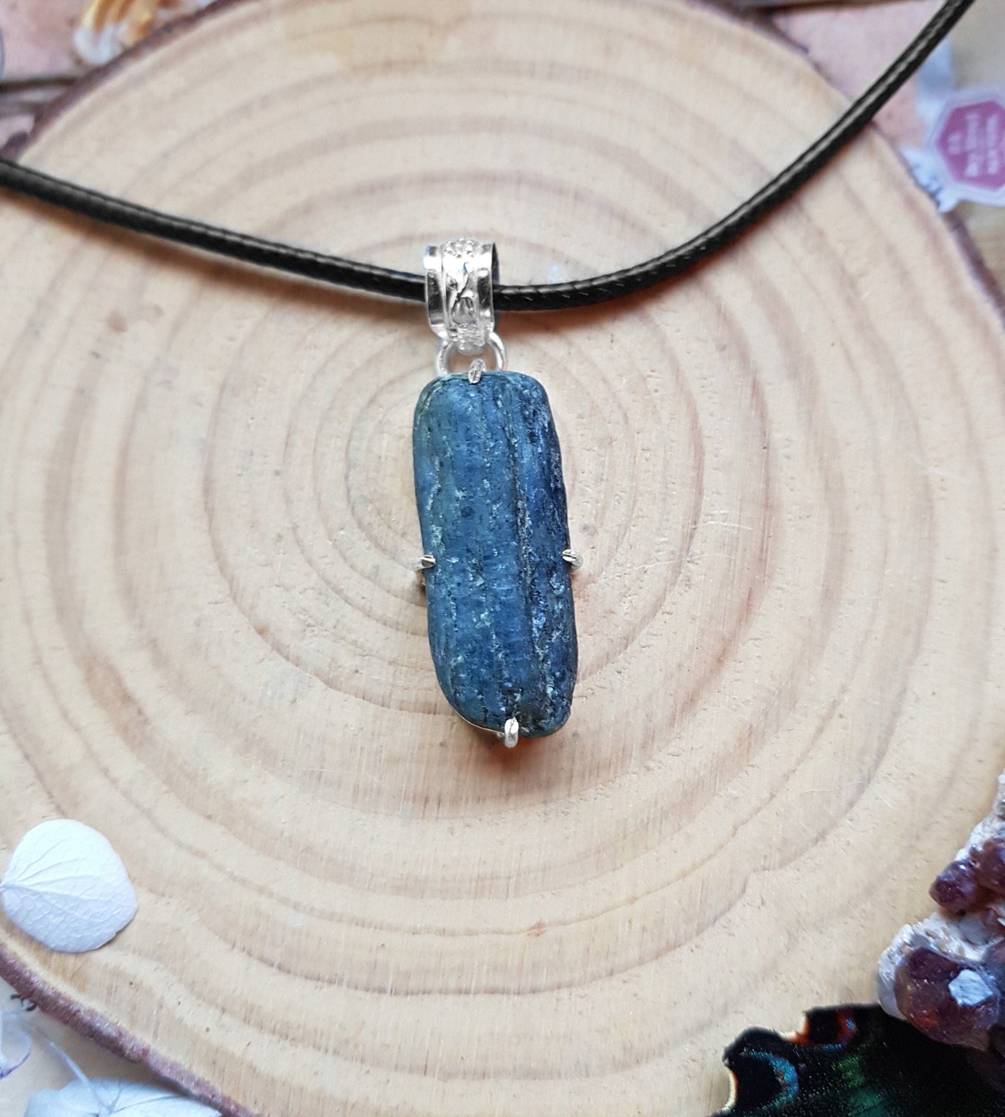 Kyanite Necklace and Earrings Set: Recycled Sterling Silver Jewelry - LunarGem - 