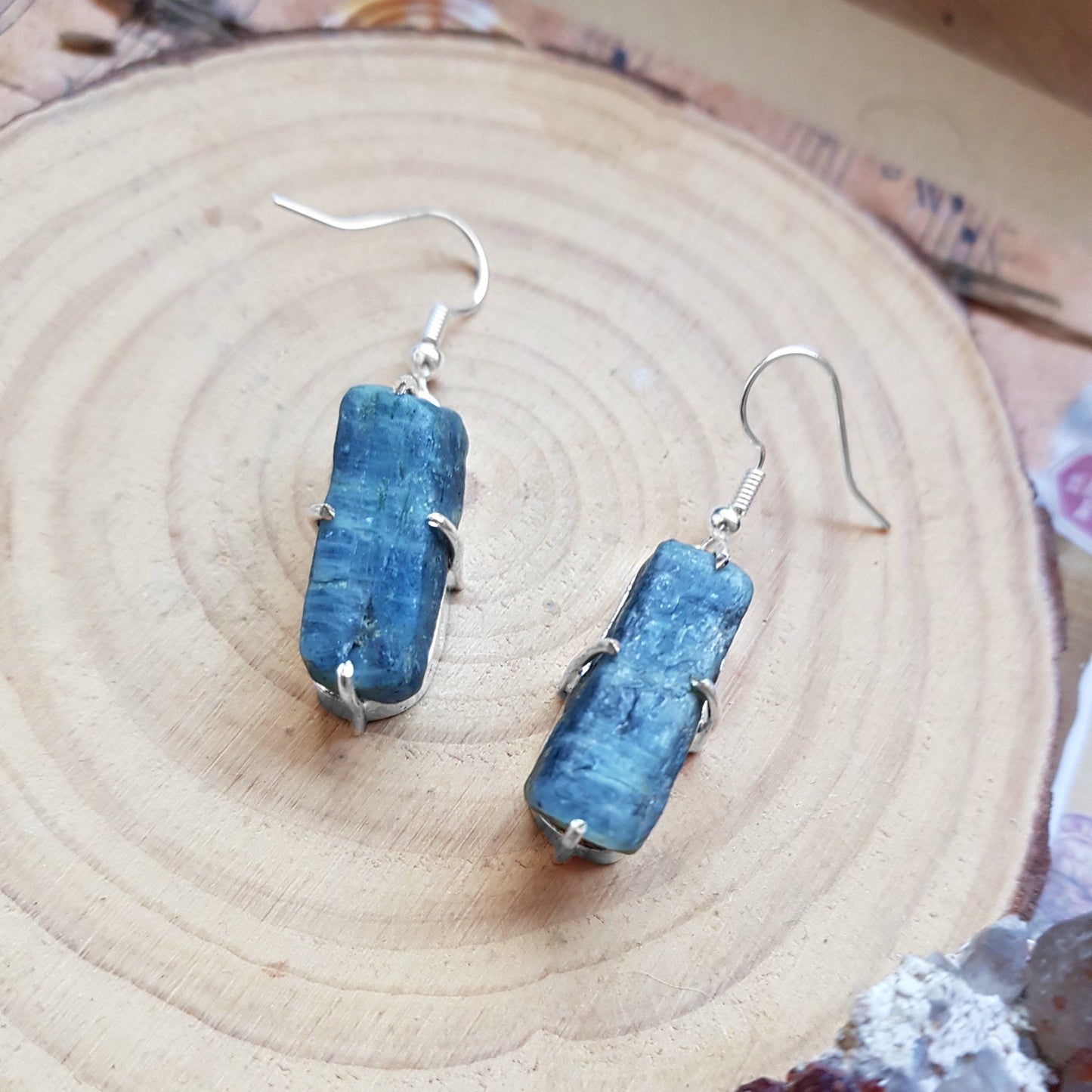 Kyanite Necklace and Earrings Set: Recycled Sterling Silver Jewelry - LunarGem - 