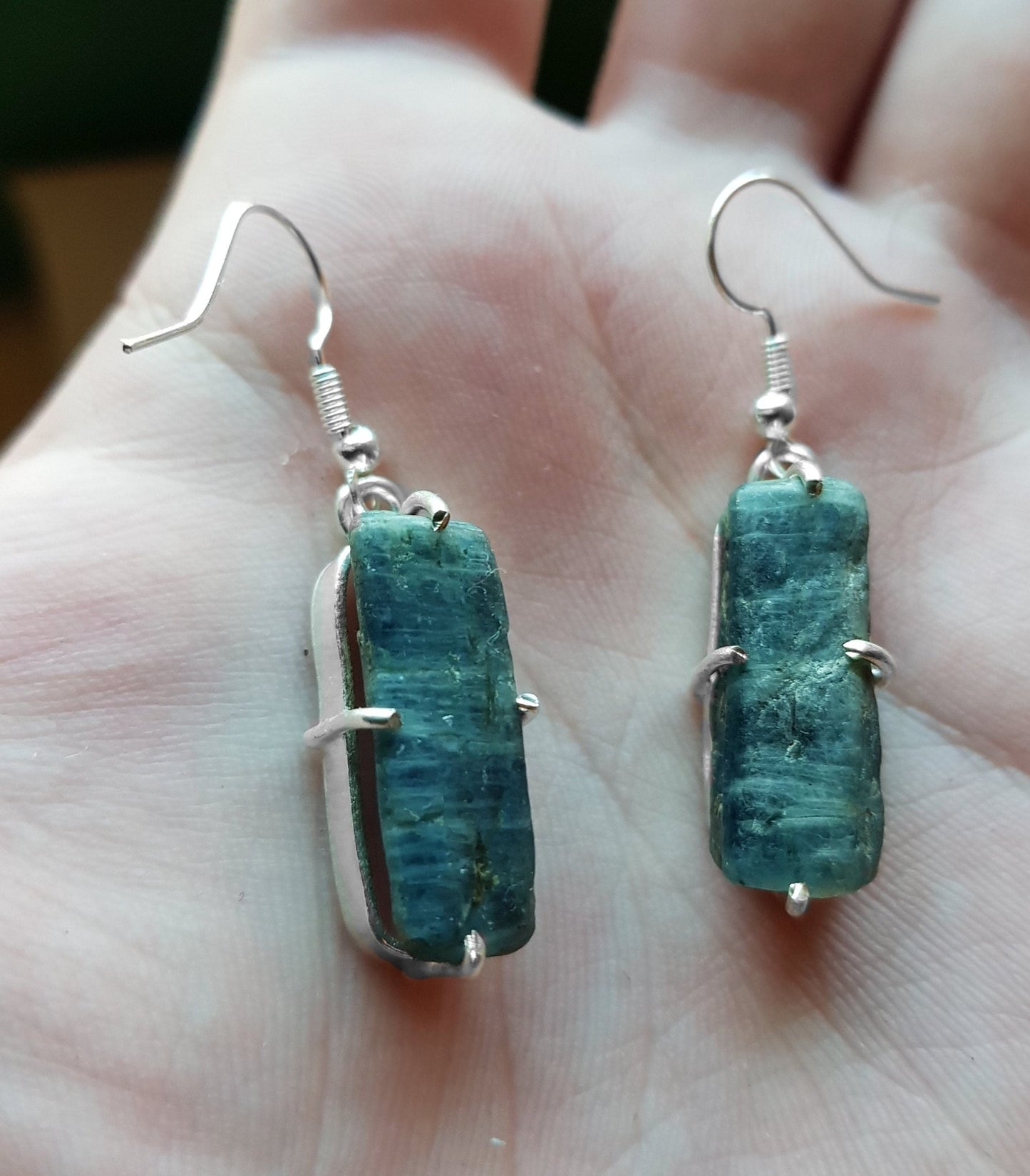 Kyanite Necklace and Earrings Set: Recycled Sterling Silver Jewelry - LunarGem - 