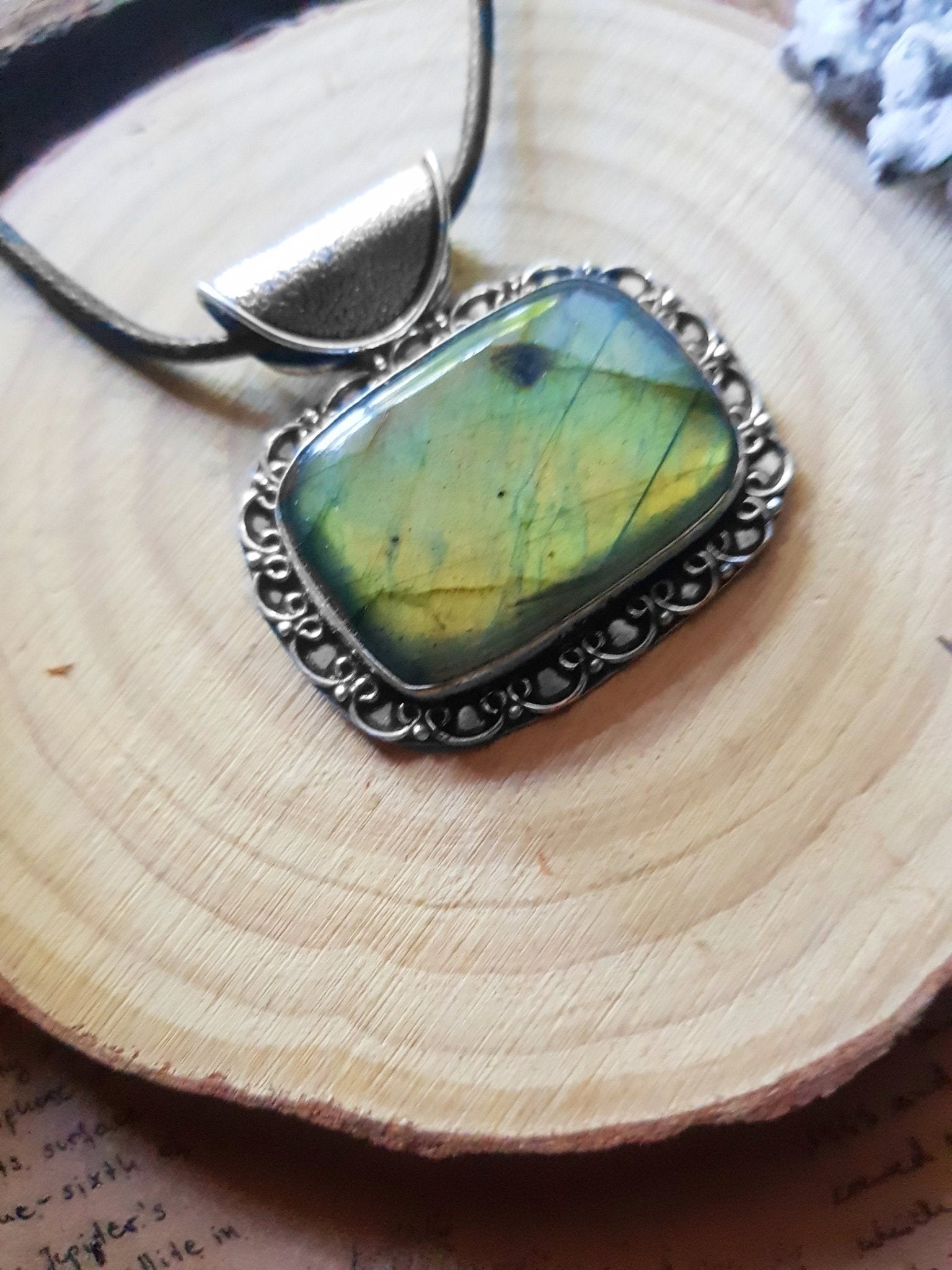 Labradorite Sterling Silver Pendant: Boho Statement Necklace - LunarGem - 