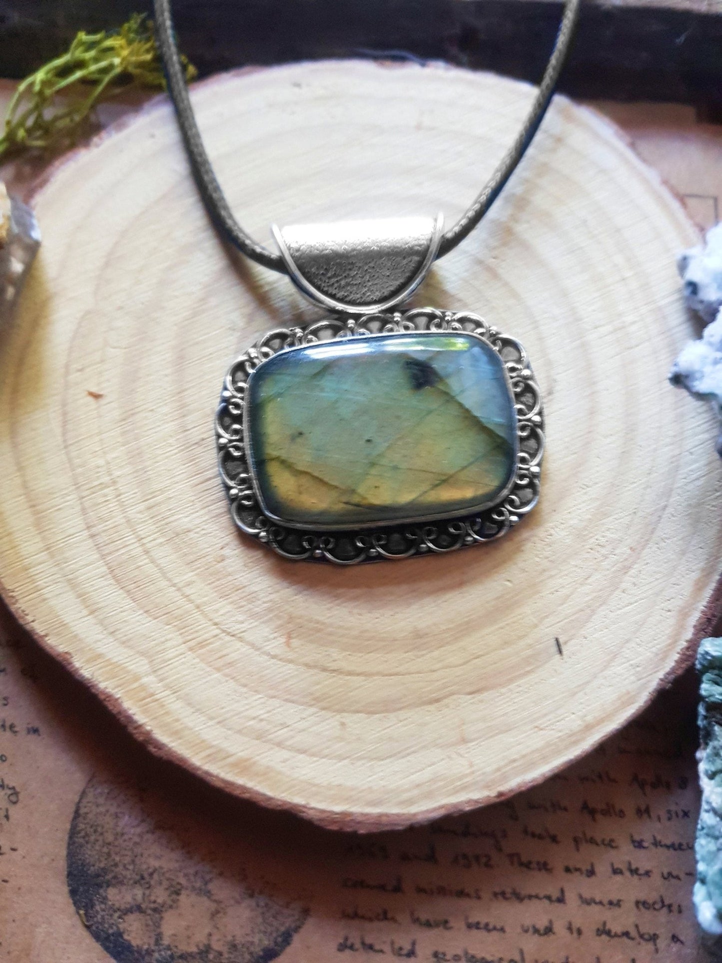 Labradorite Sterling Silver Pendant: Boho Statement Necklace - LunarGem - 