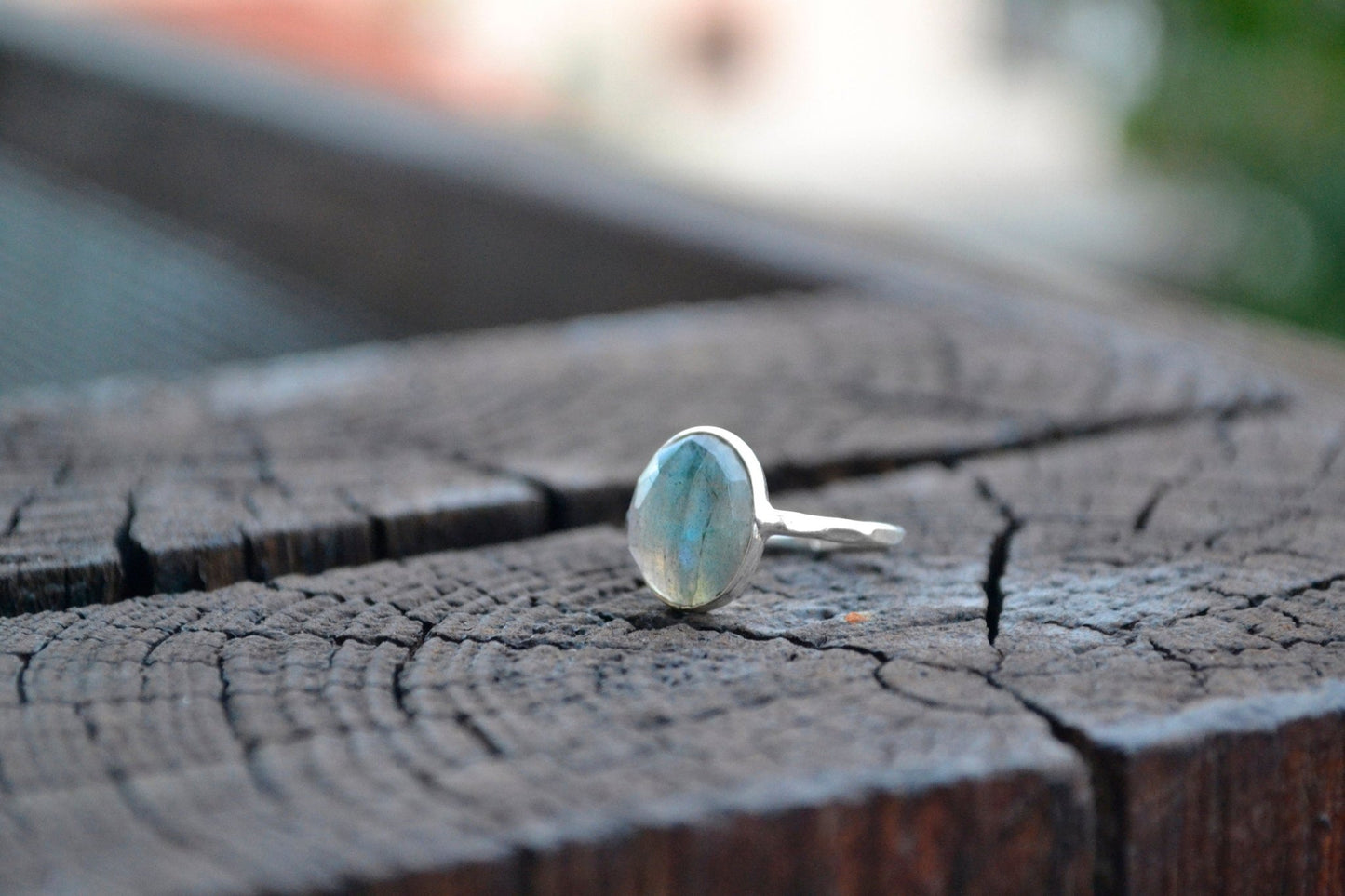 Labradorite Sterling Silver Ring: Minimalist Boho Engagement Jewelry - LunarGem - Rings