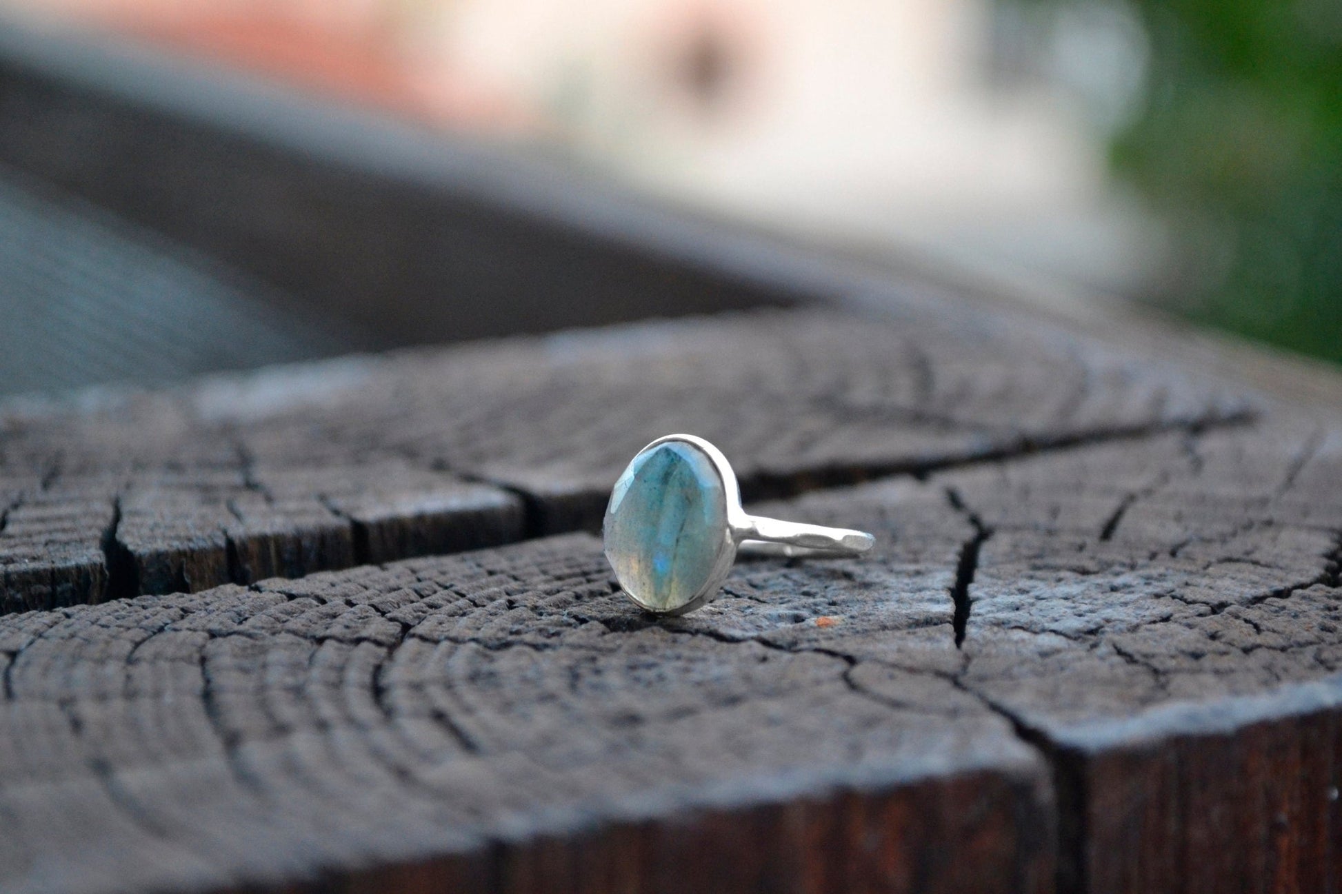 Labradorite Sterling Silver Ring: Minimalist Boho Engagement Jewelry - LunarGem - Rings
