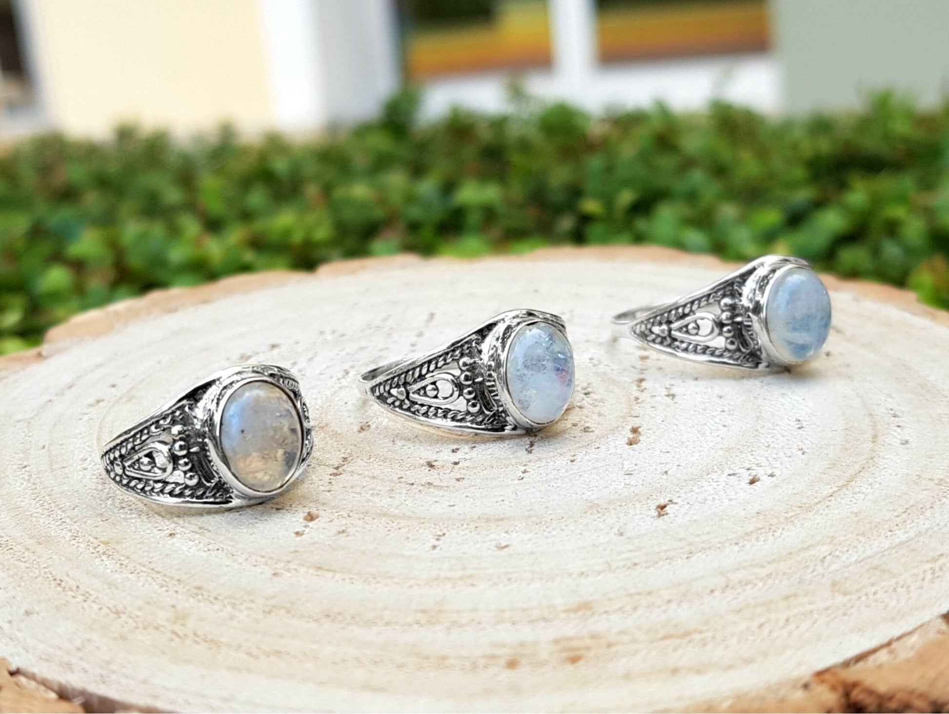Moonstone Stackable Rings, Fine Sterling Silver Ring, Boho Ring, GypsyJewelry, Gift For Women - LunarGem - Rings
