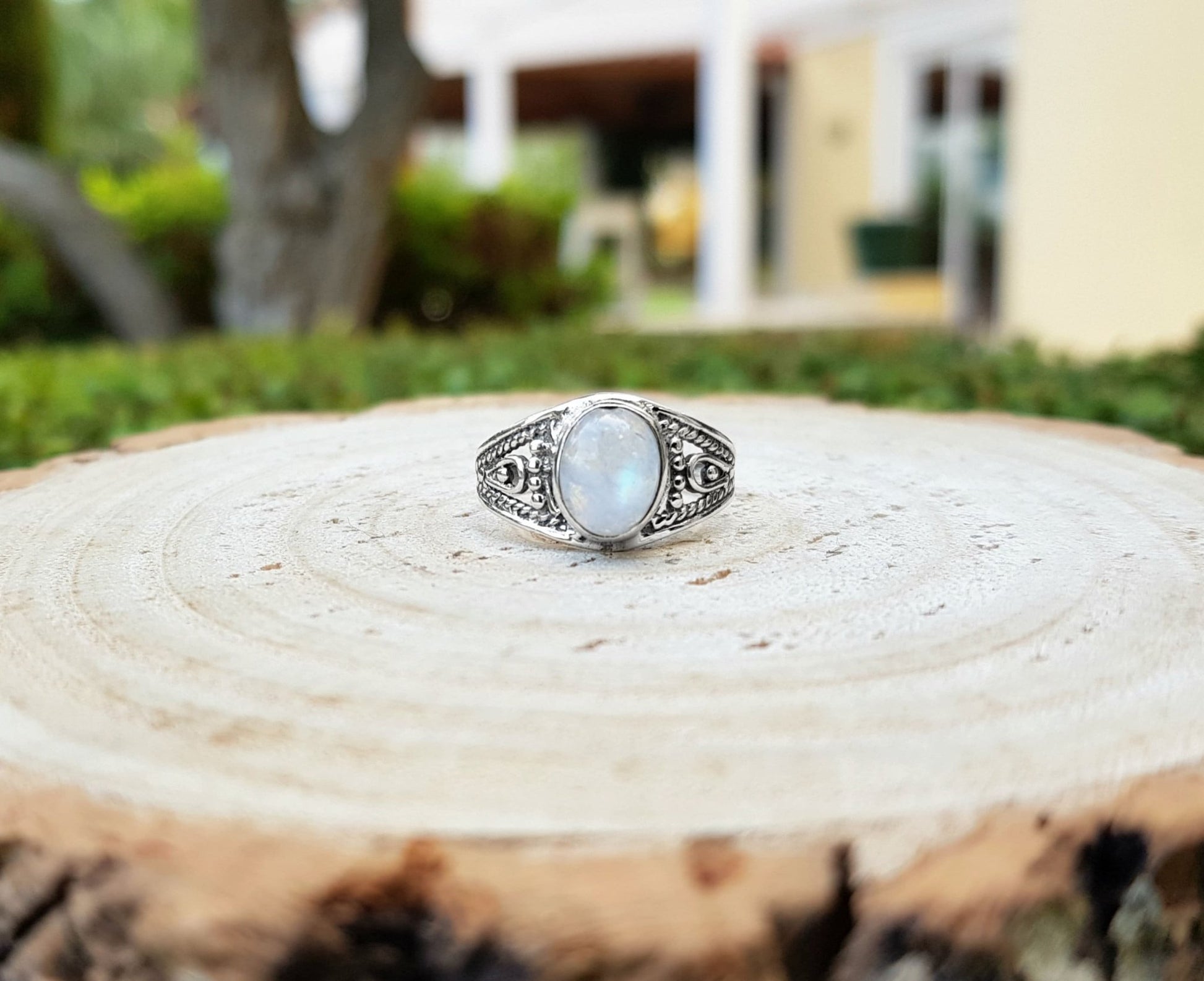 Moonstone Stackable Rings, Fine Sterling Silver Ring, Boho Ring, GypsyJewelry, Gift For Women - LunarGem - Rings
