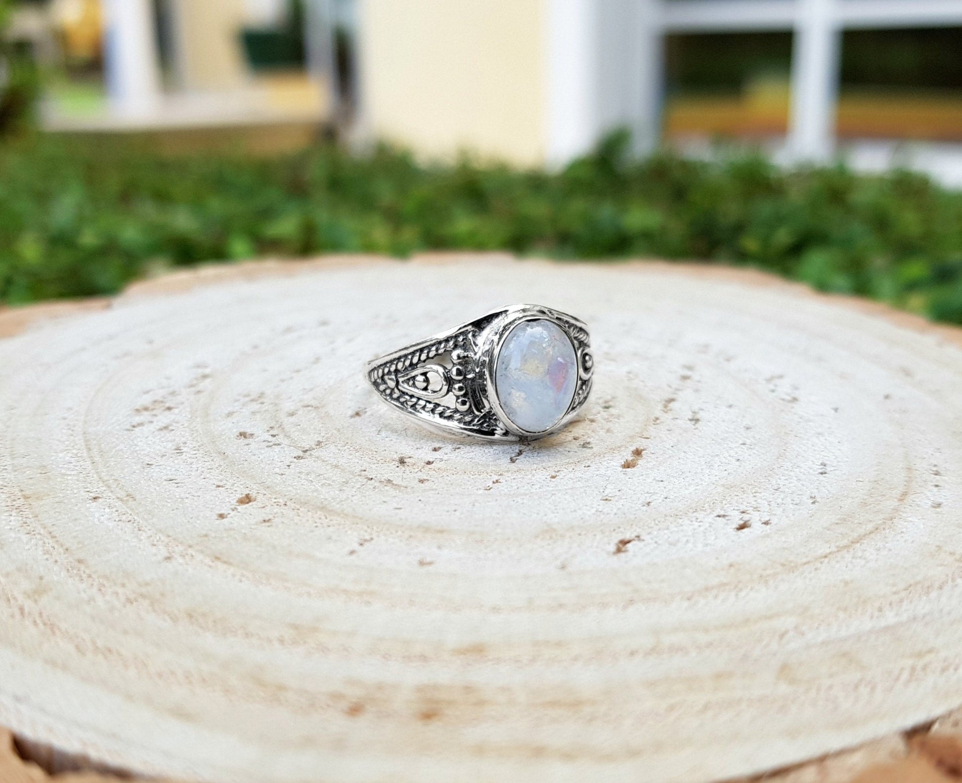 Moonstone Stackable Rings, Fine Sterling Silver Ring, Boho Ring, GypsyJewelry, Gift For Women - LunarGem - Rings
