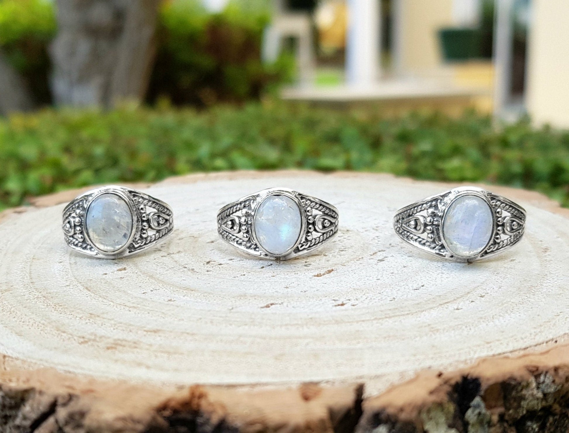 Moonstone Stackable Rings, Fine Sterling Silver Ring, Boho Ring, GypsyJewelry, Gift For Women - LunarGem - Rings