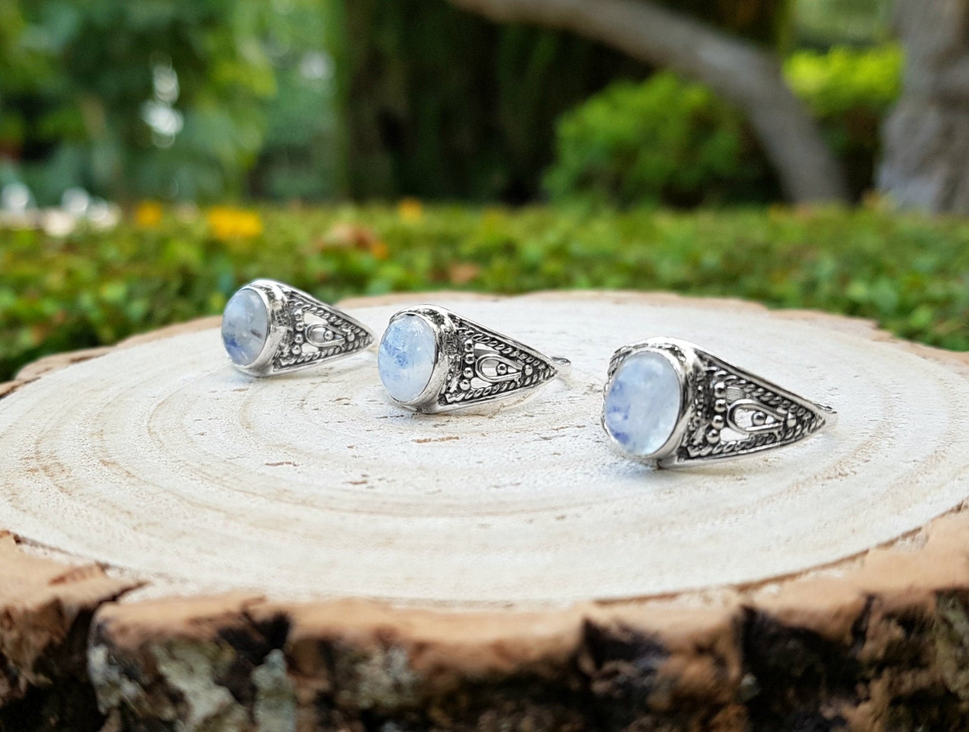 Moonstone Stackable Rings, Fine Sterling Silver Ring, Boho Ring, GypsyJewelry, Gift For Women - LunarGem - Rings