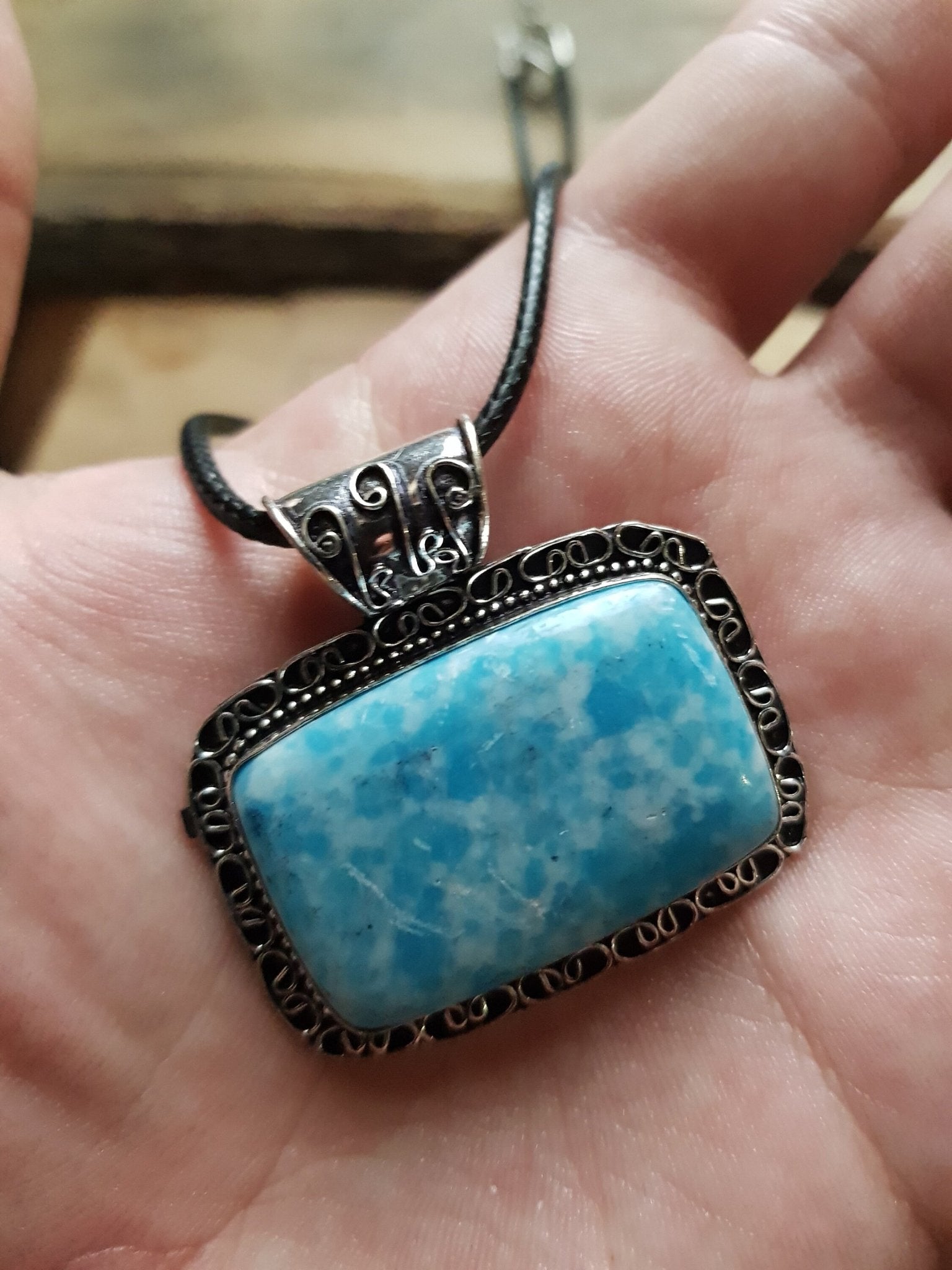 Mosaic Jasper Sterling Silver Pendant Necklace - Boho Gemstone Jewelry - LunarGem - 