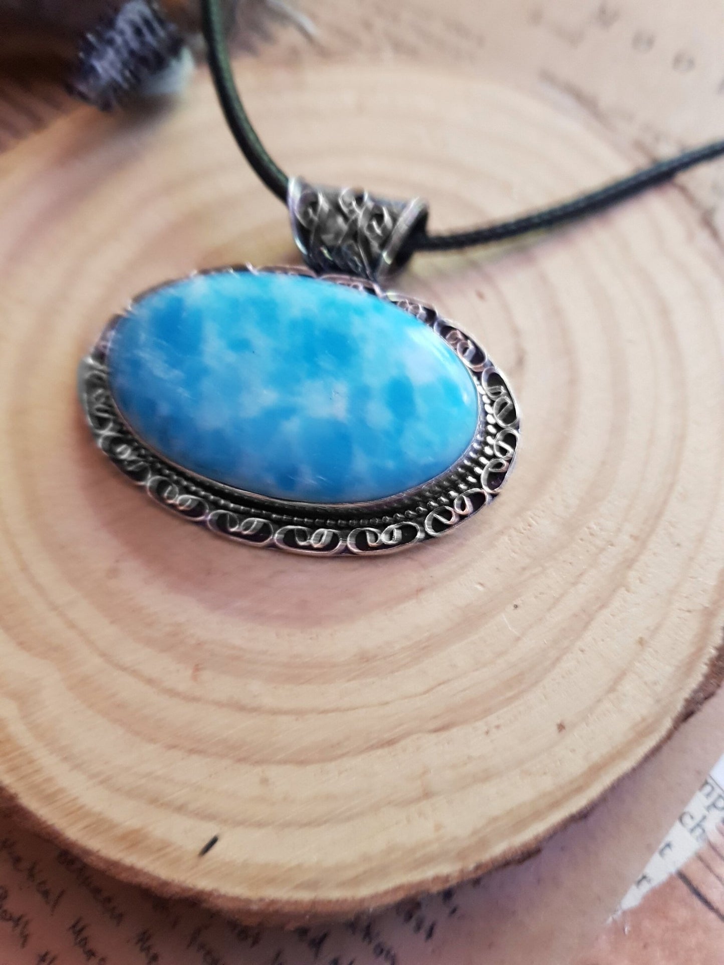 Mosaic Jasper Sterling Silver Pendant Necklace - Boho Gemstone Jewelry - LunarGem - 