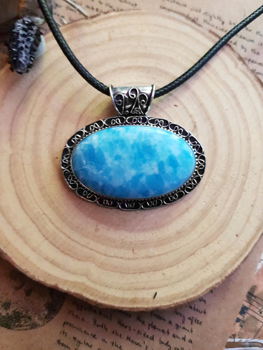 Mosaic Jasper Sterling Silver Pendant Necklace - Boho Gemstone Jewelry - LunarGem - 