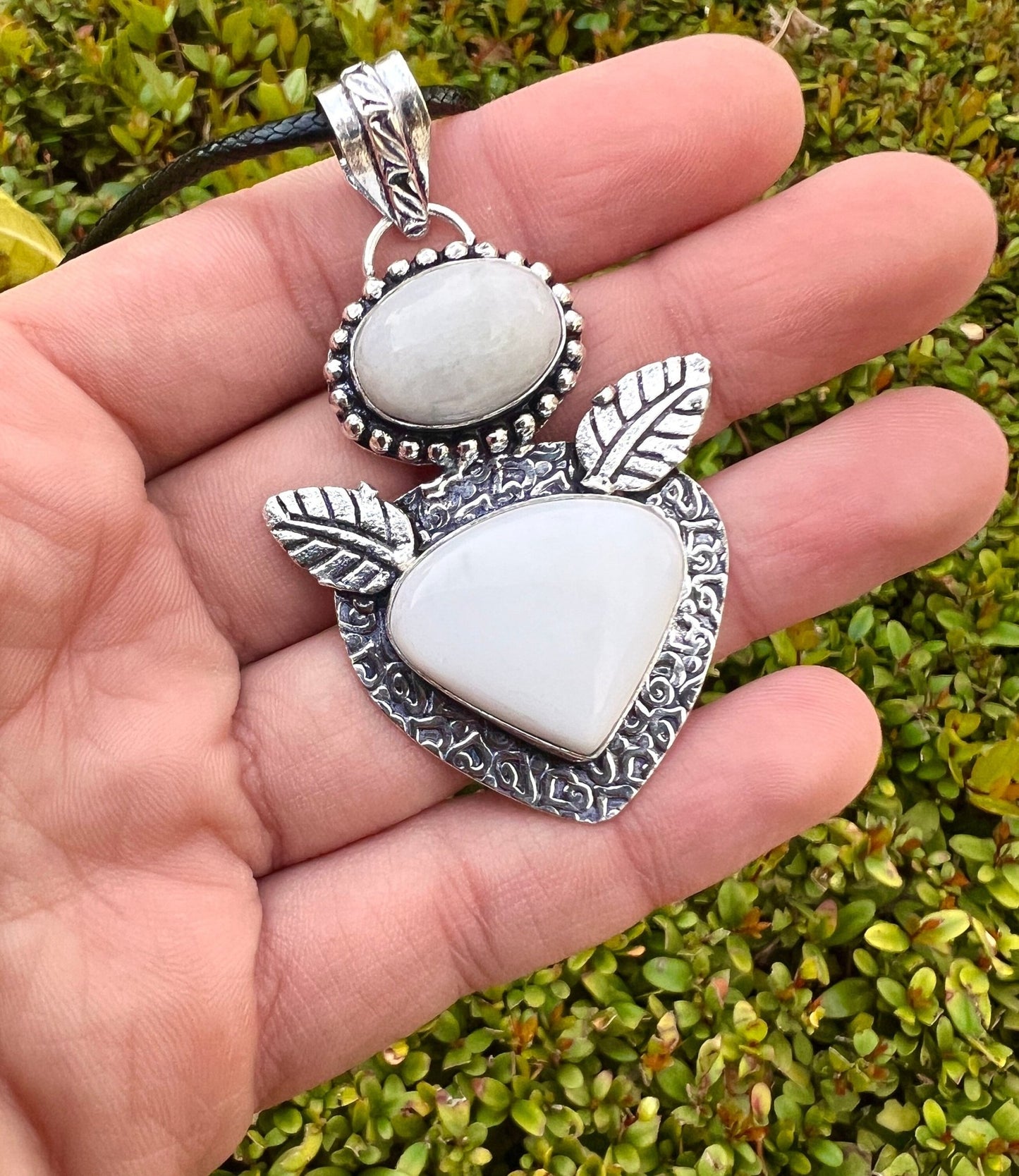 Multi Stone Rainbow Moonstone Pendant In Sterling Silver, Crystal Necklace, Gemstone Jewellery - LunarGem - 