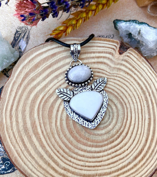 Multi Stone Rainbow Moonstone Pendant In Sterling Silver, Crystal Necklace, Gemstone Jewellery - LunarGem - 