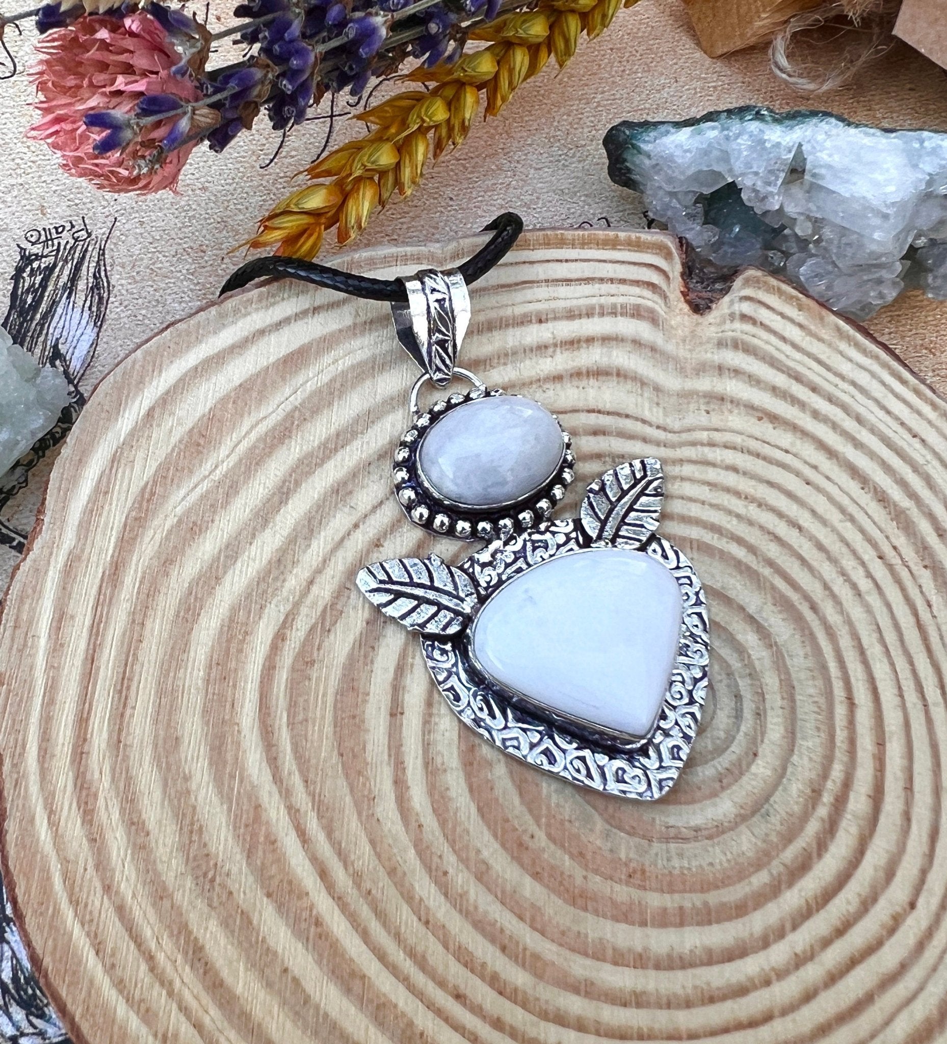 Multi Stone Rainbow Moonstone Pendant In Sterling Silver, Crystal Necklace, Gemstone Jewellery - LunarGem - 