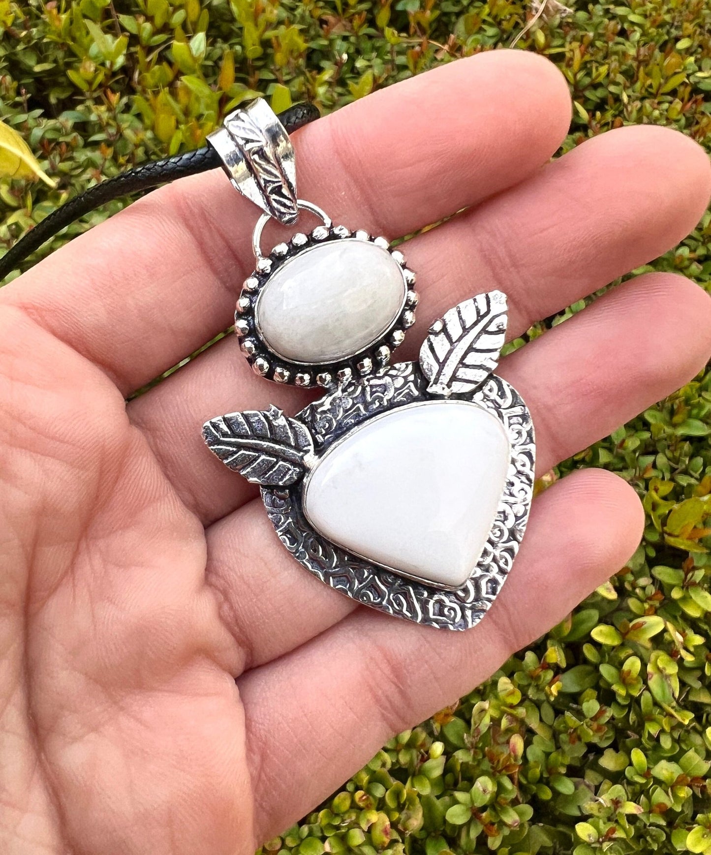 Multi Stone Rainbow Moonstone Pendant In Sterling Silver, Crystal Necklace, Gemstone Jewellery - LunarGem - 