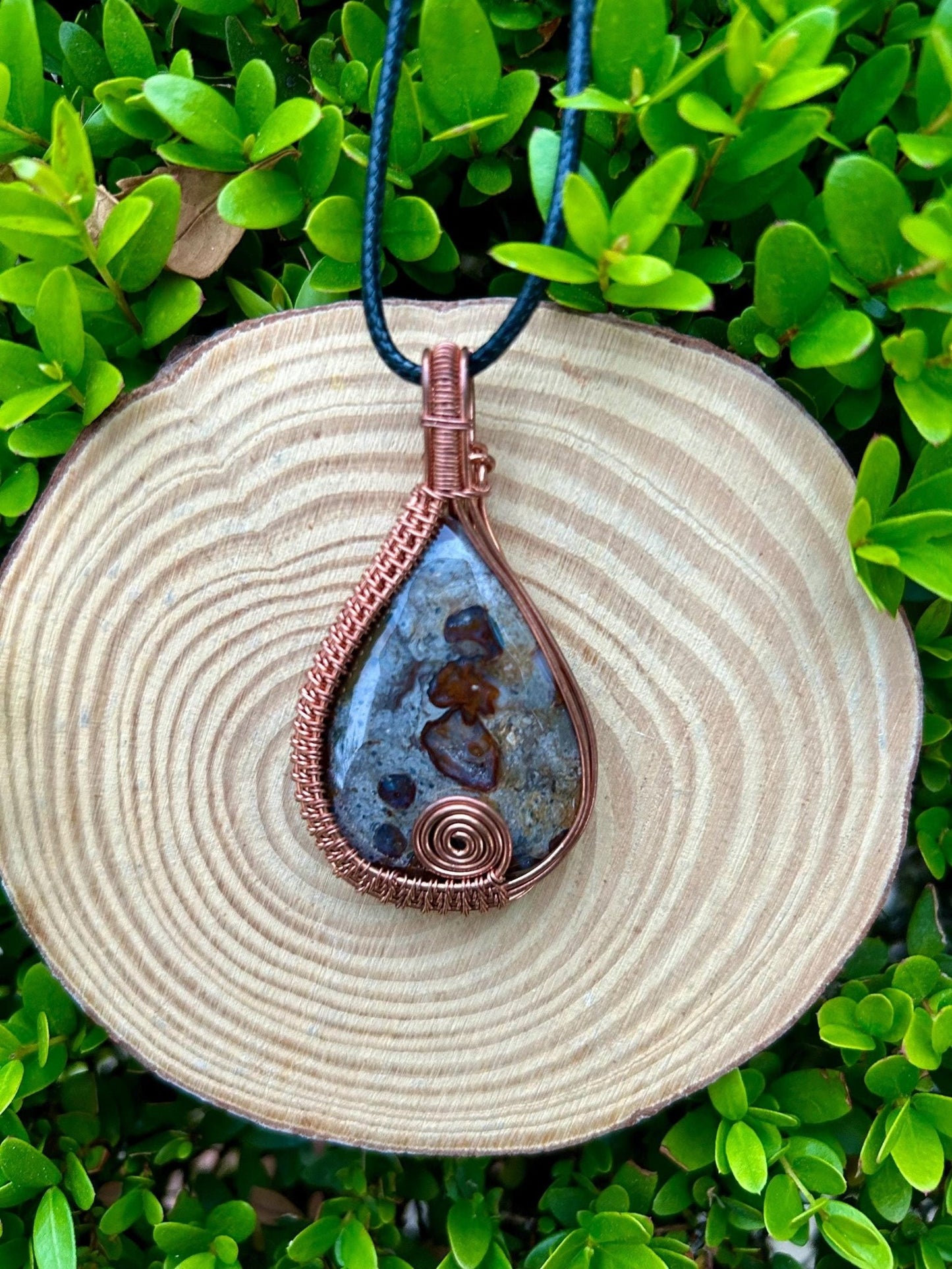 Natural Jasper Wire Wrapped Pendant - LunarGem - 