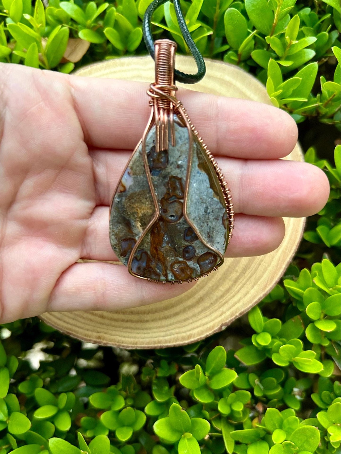 Natural Jasper Wire Wrapped Pendant - LunarGem - 