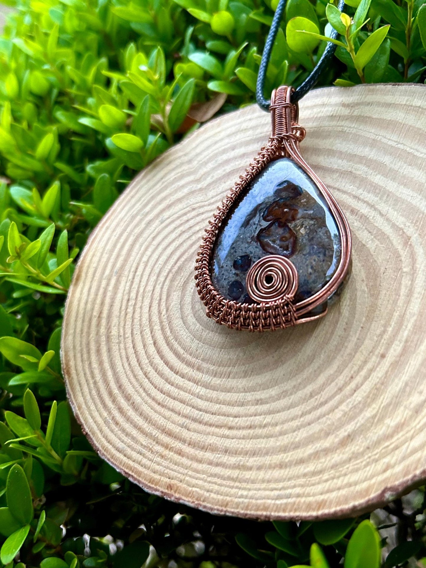 Natural Jasper Wire Wrapped Pendant - LunarGem - 