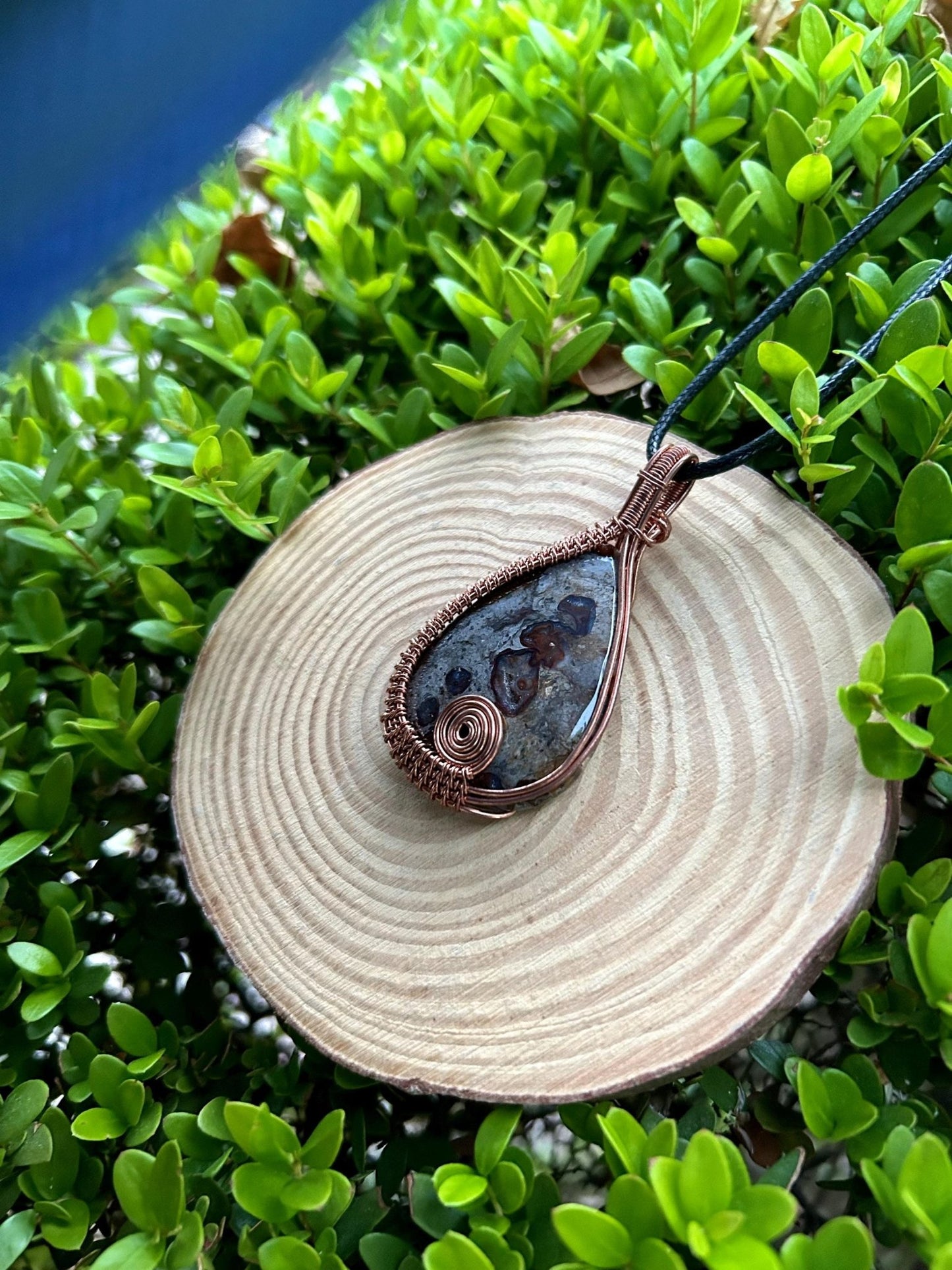 Natural Jasper Wire Wrapped Pendant - LunarGem - 