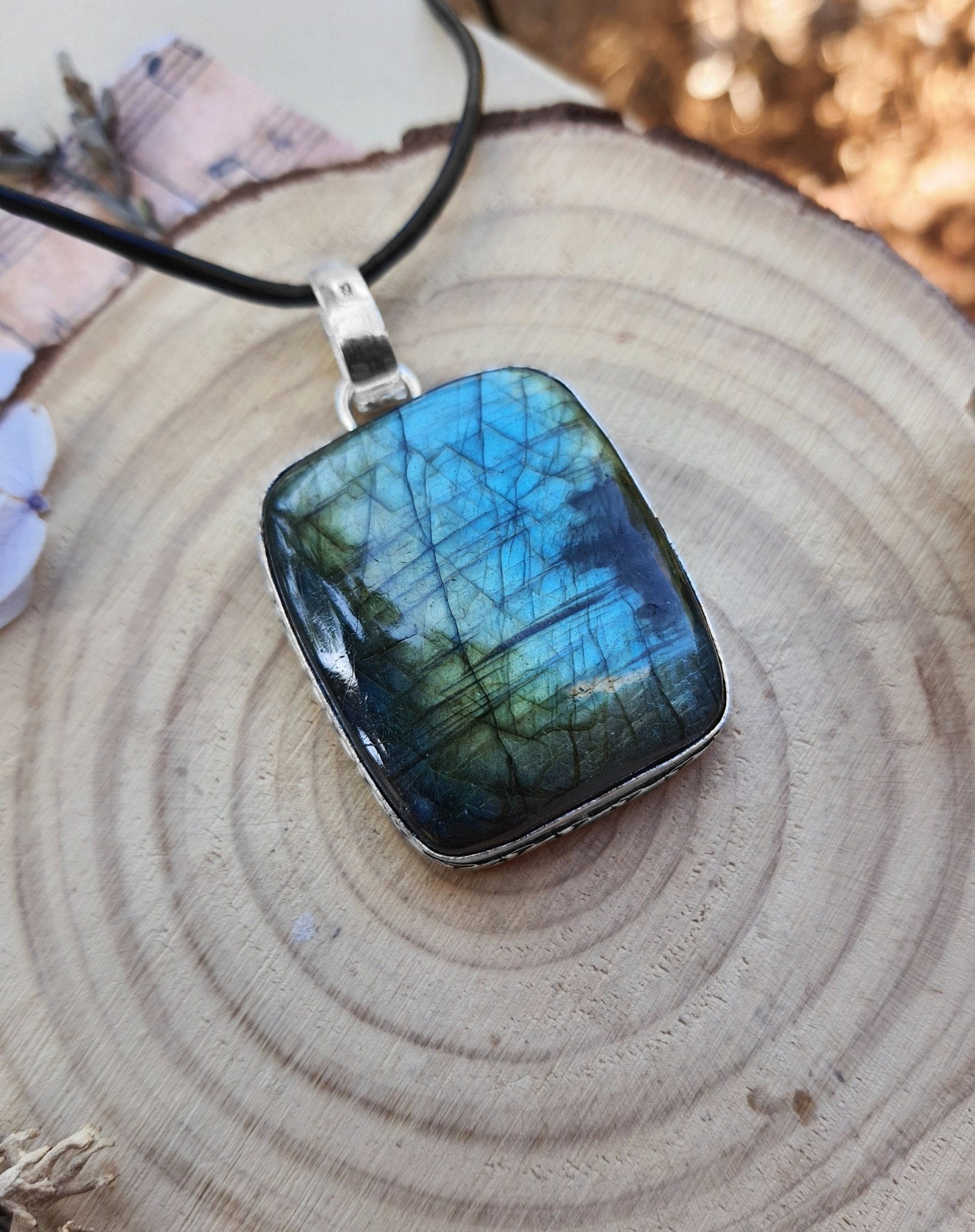 Natural Labradorite Necklace In Sterling Silver Statement Necklace Unique Jewelry One Of A Kind Gift - LunarGem - 