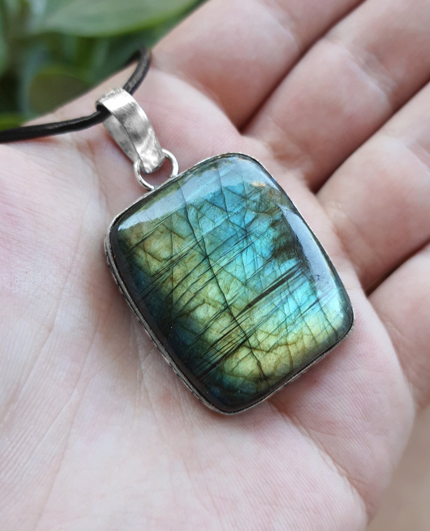 Natural Labradorite Necklace In Sterling Silver Statement Necklace Unique Jewelry One Of A Kind Gift - LunarGem - 