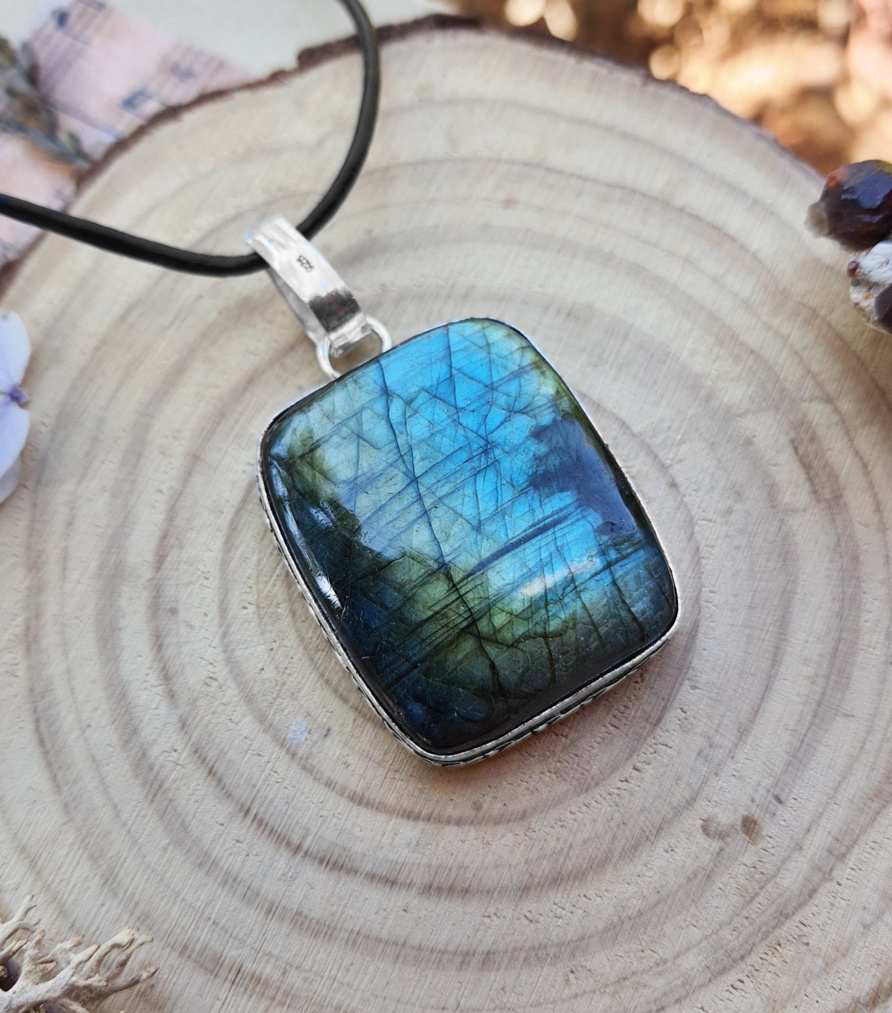 Natural Labradorite Necklace In Sterling Silver Statement Necklace Unique Jewelry One Of A Kind Gift - LunarGem - 