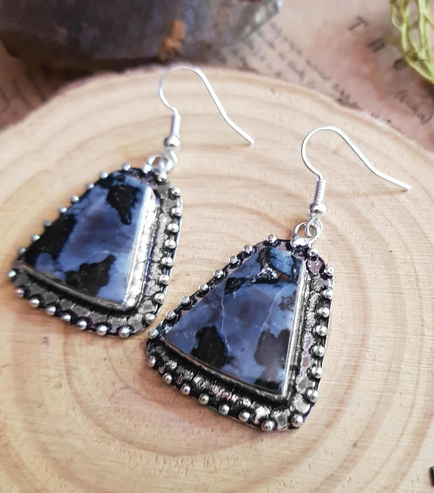 Natural Pietersite Earrings In Sterling Silver One Of A Kind Earrings - LunarGem - 