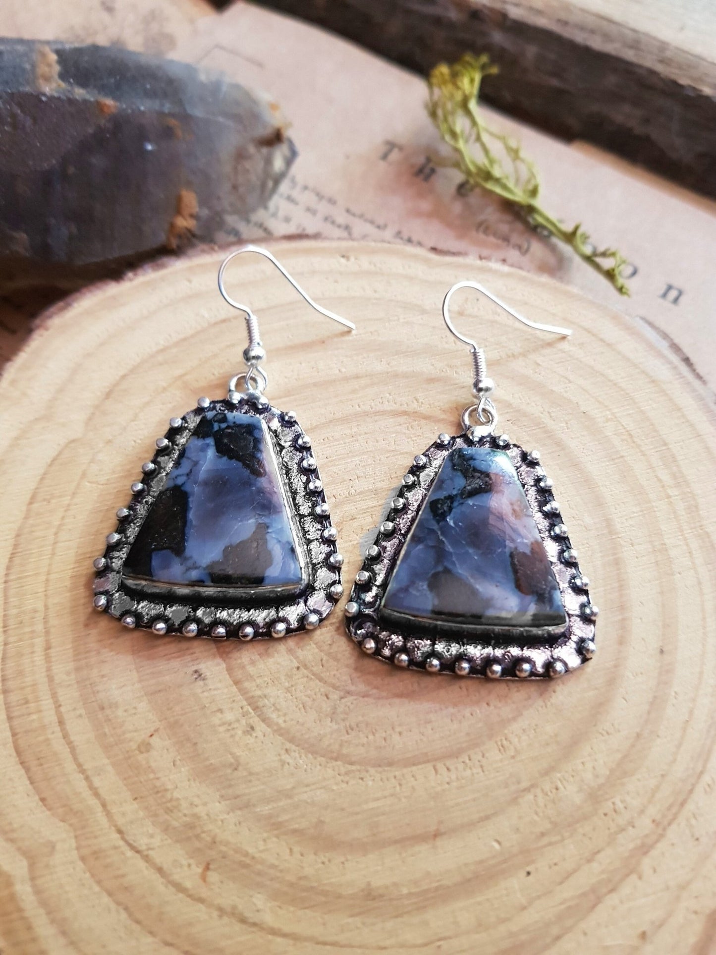 Natural Pietersite Earrings In Sterling Silver One Of A Kind Earrings - LunarGem - 