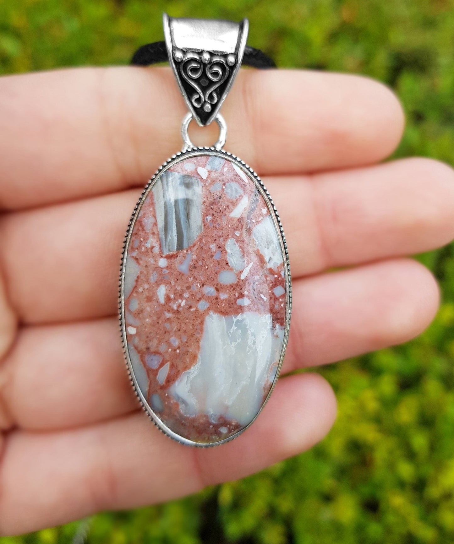 Norina Jasper Pendant: Sterling Silver Boho Gemstone Necklace - LunarGem - Jewelry
