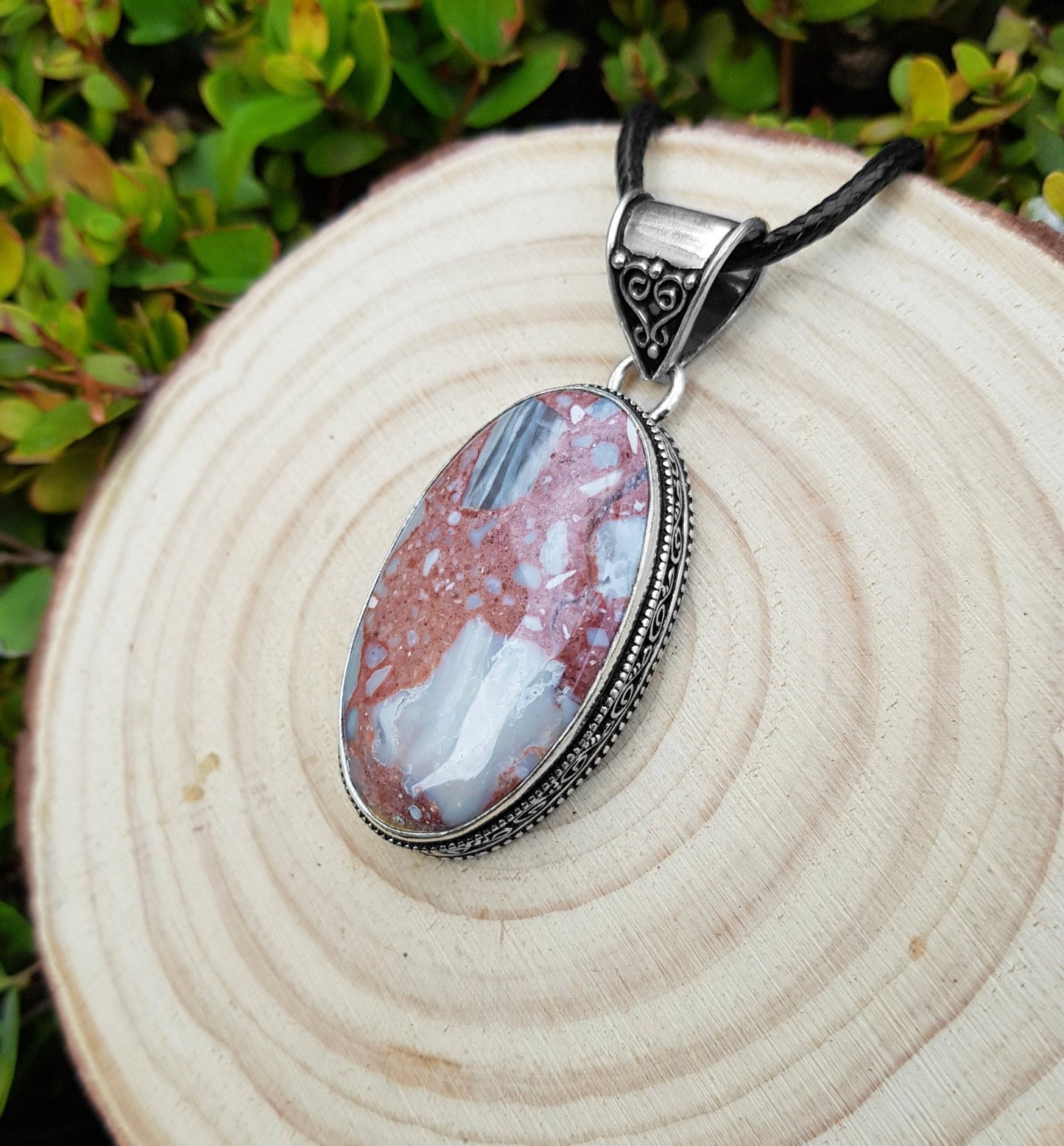 Norina Jasper Pendant: Sterling Silver Boho Gemstone Necklace - LunarGem - Jewelry
