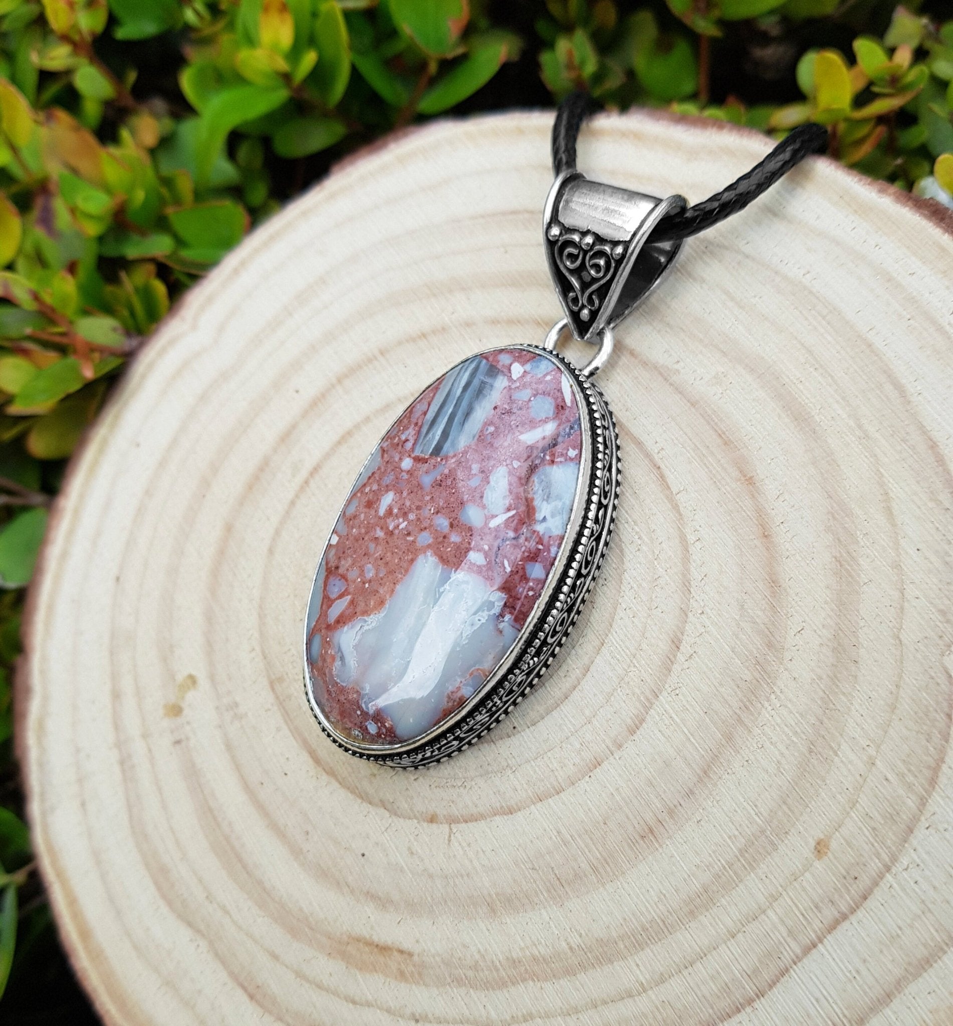Norina Jasper Pendant: Sterling Silver Boho Gemstone Necklace - LunarGem - Jewelry