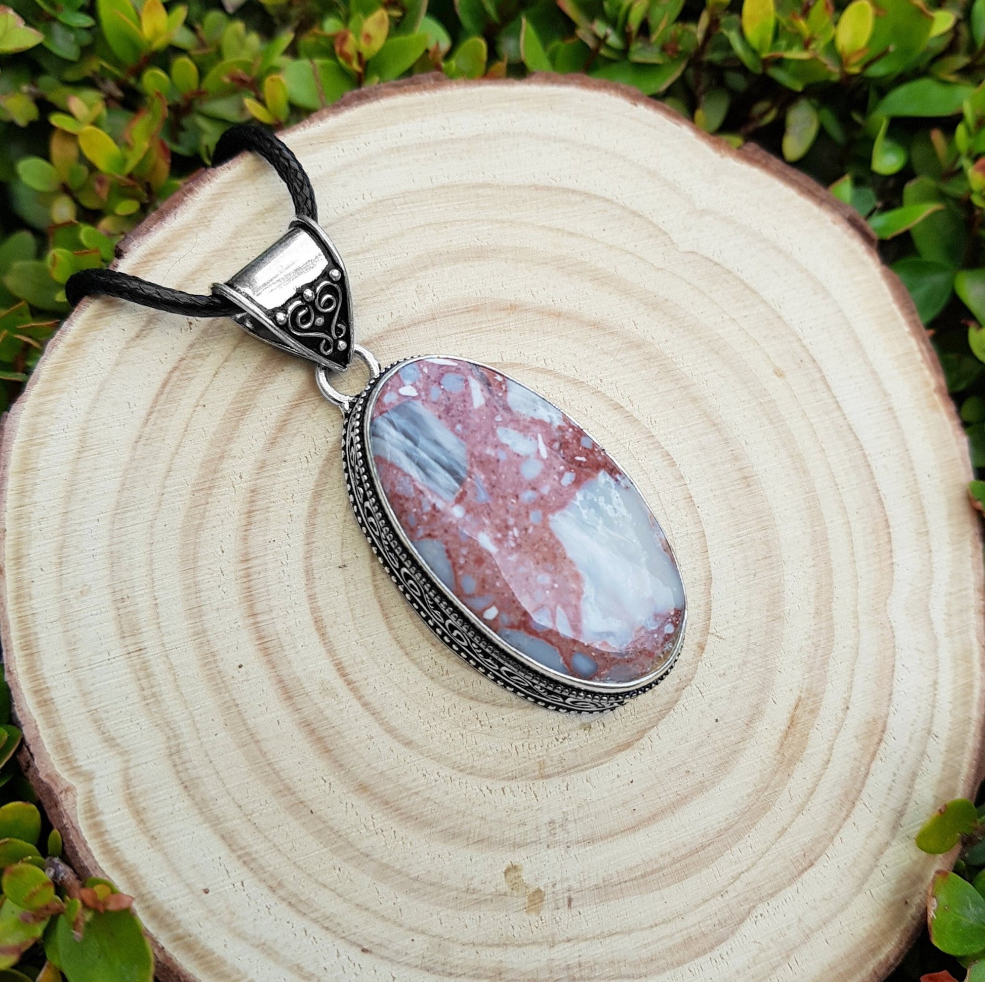 Norina Jasper Pendant: Sterling Silver Boho Gemstone Necklace - LunarGem - Jewelry