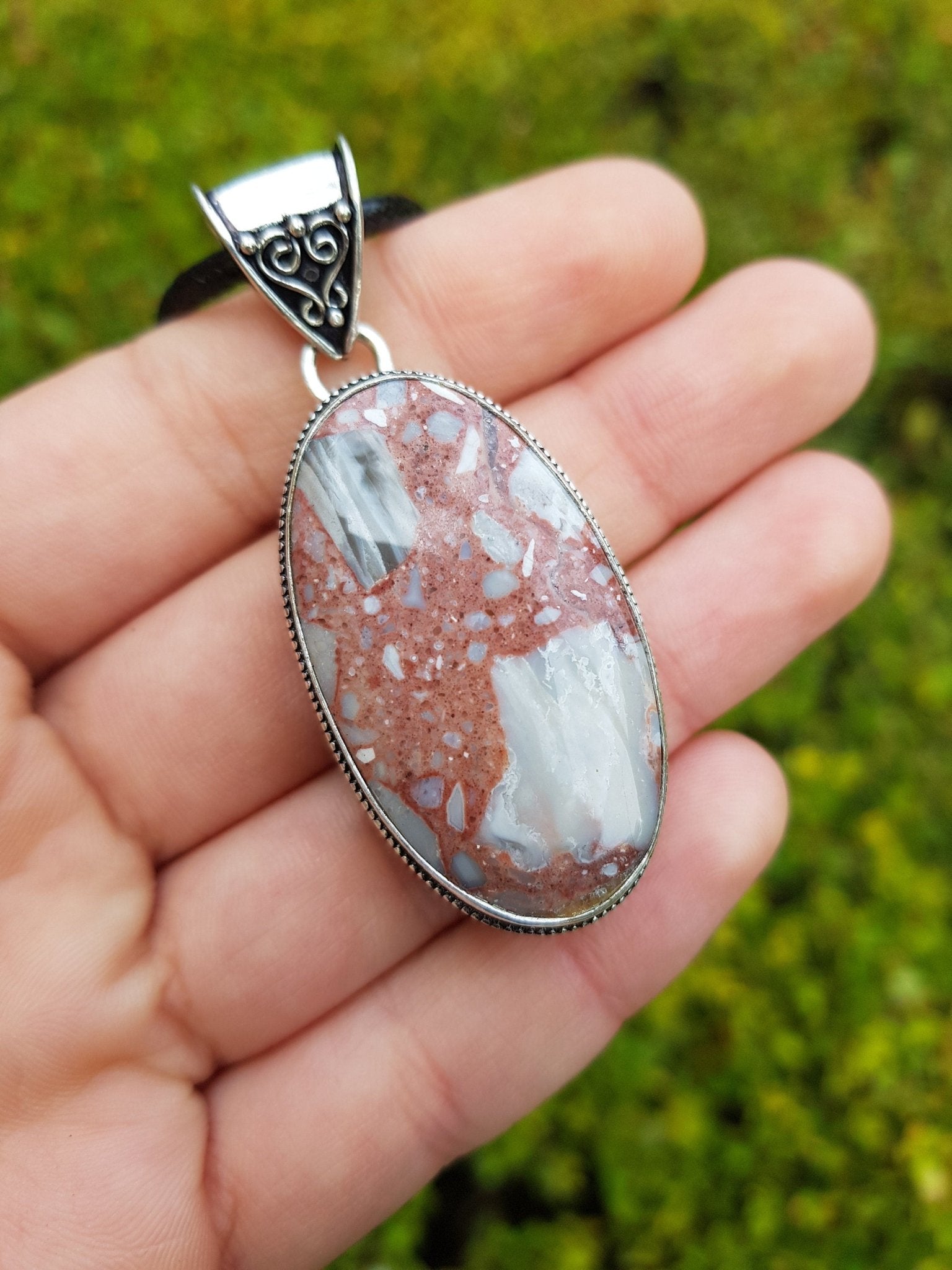 Norina Jasper Pendant: Sterling Silver Boho Gemstone Necklace - LunarGem - Jewelry